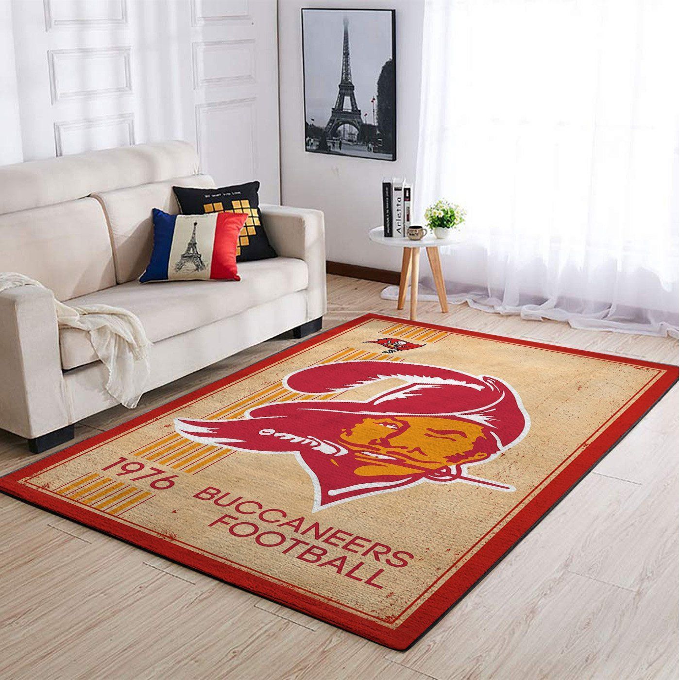 Tampa Bay Buccaneers Nfl Team Logo Retro Style Nice Gift Home Decor Rectangle Area Rug - Indoor Outdoor Rugs