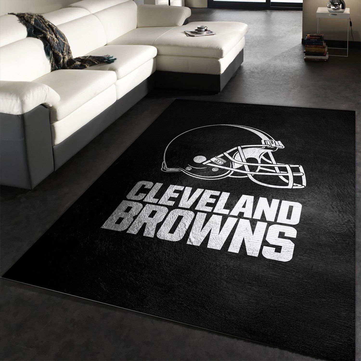 Cleveland Browns Silver NFL Team Logos Area Rug, Living Room Rug, Family Gift US Decor - Indoor Outdoor Rugs