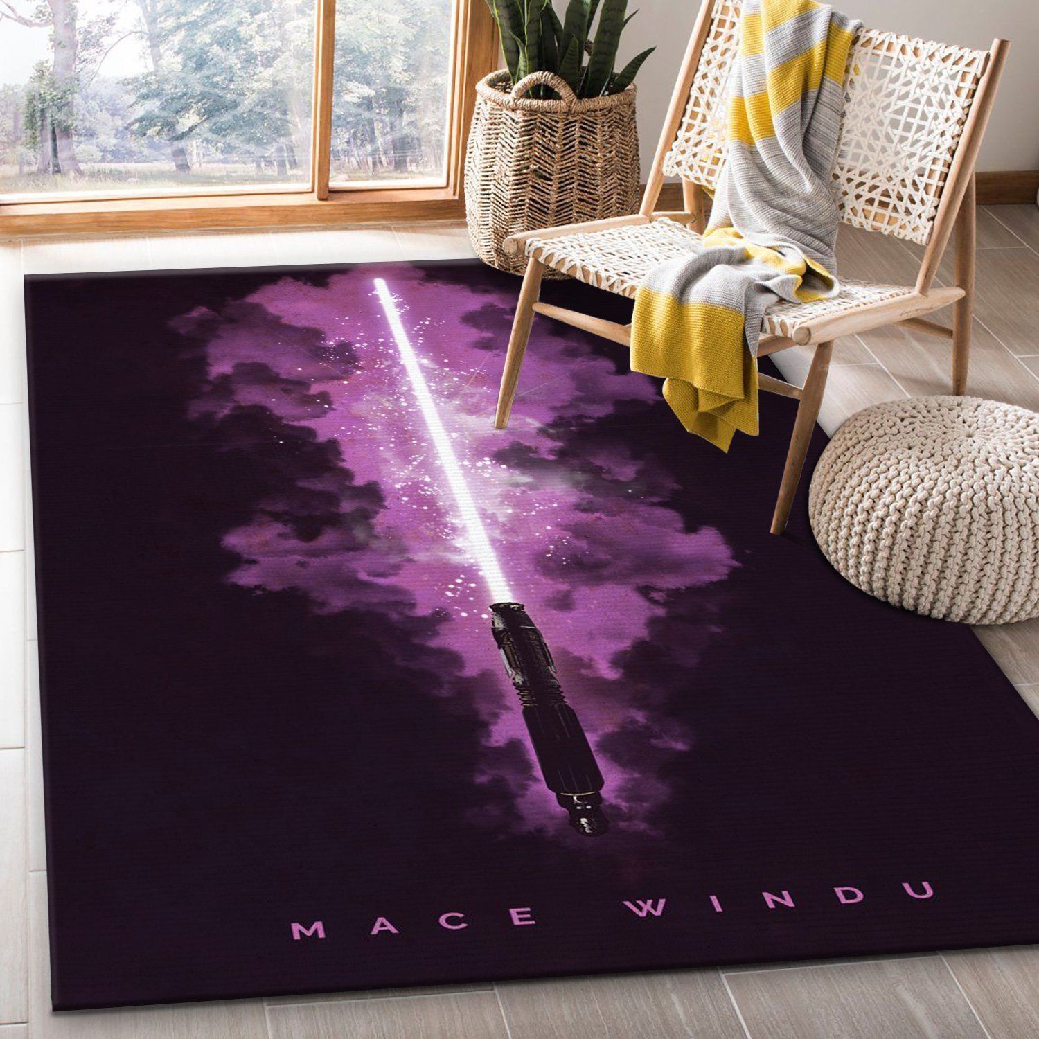 Mace Windu Star Wars Movie Rug Star Wars Lightsabers Rug Home Decor Floor Decor - Indoor Outdoor Rugs