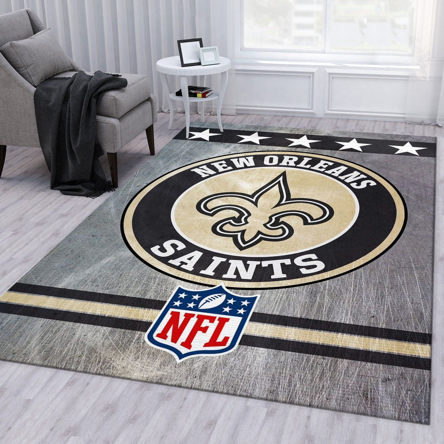 New Orleans Saints Circle Nfl Rug Bedroom Rug Home US Decor - Indoor Outdoor Rugs