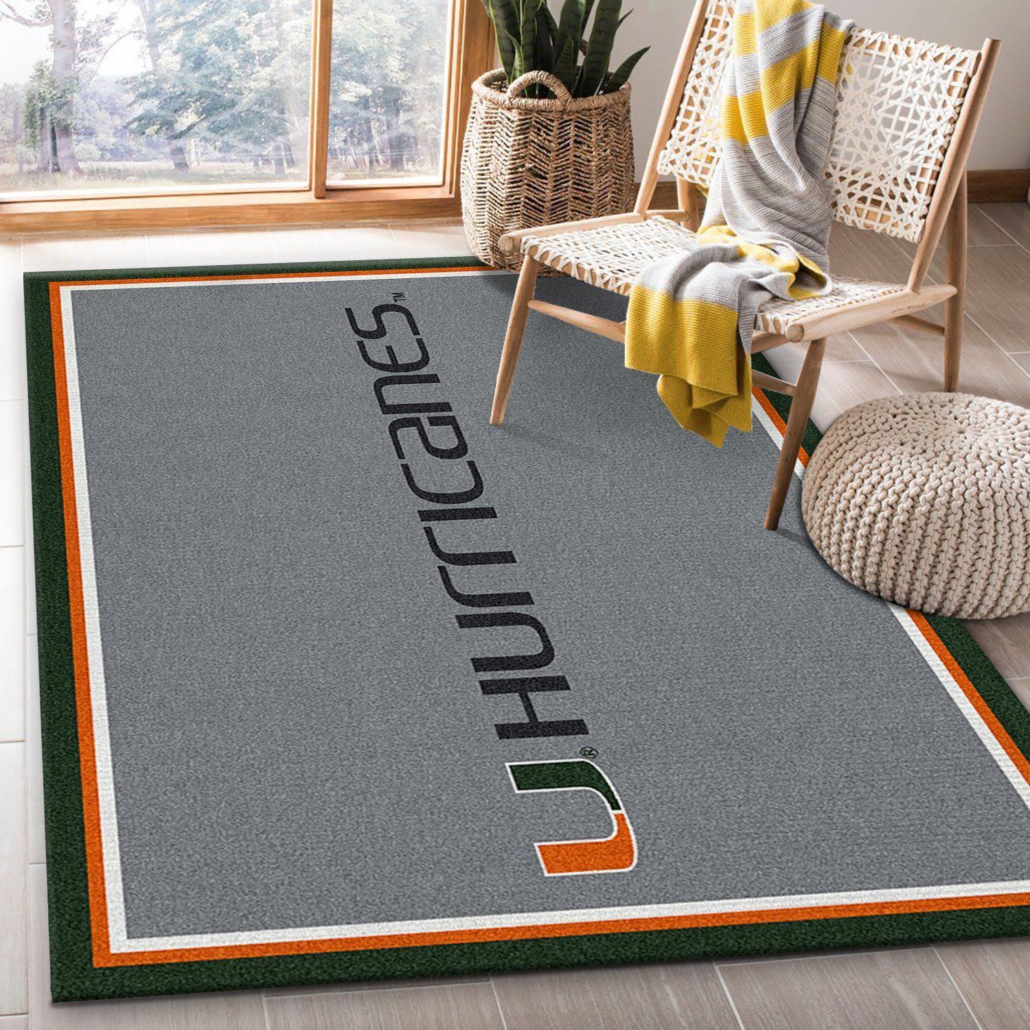 College Spirit Miami Sport Area Rug Team Logo Christmas Gift US Decor - Indoor Outdoor Rugs