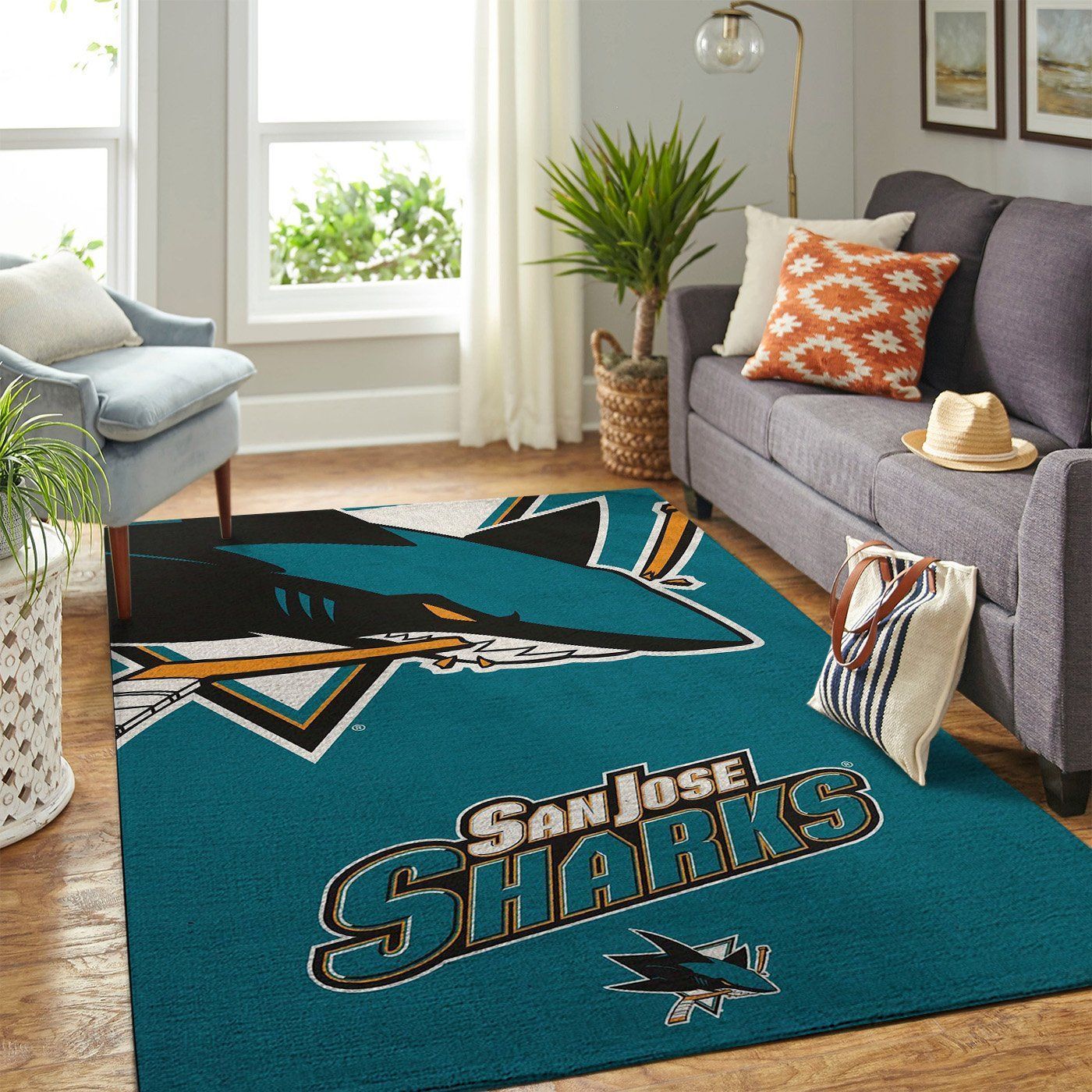 San Jose Sharks Nhl Team Logo Style Nice Gift Home Decor Rectangle Area Rug - Indoor Outdoor Rugs