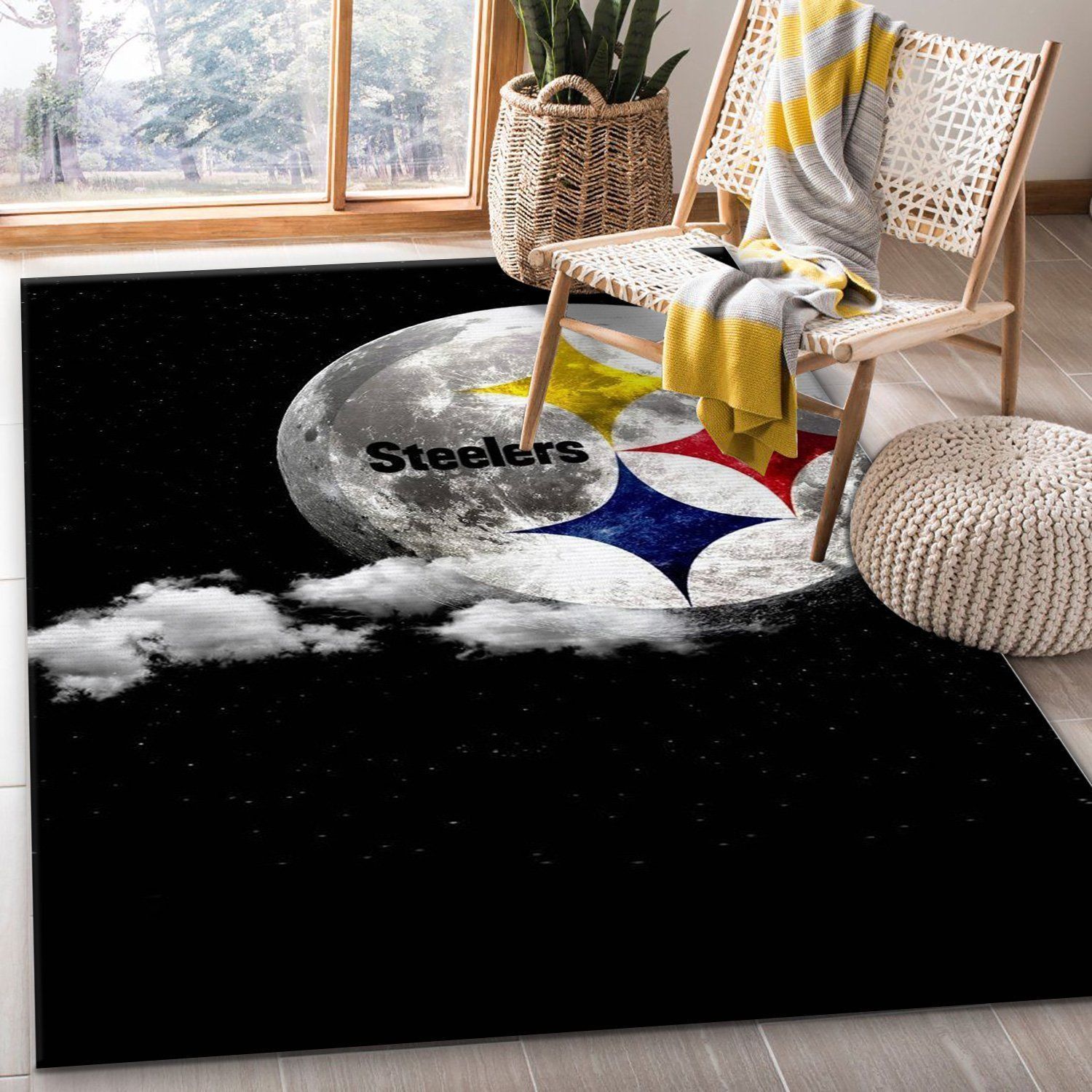 Pittsburgh Steelers Moon Nfl Area Rug For Gift Living Room Rug Home Decor Floor Decor - Indoor Outdoor Rugs