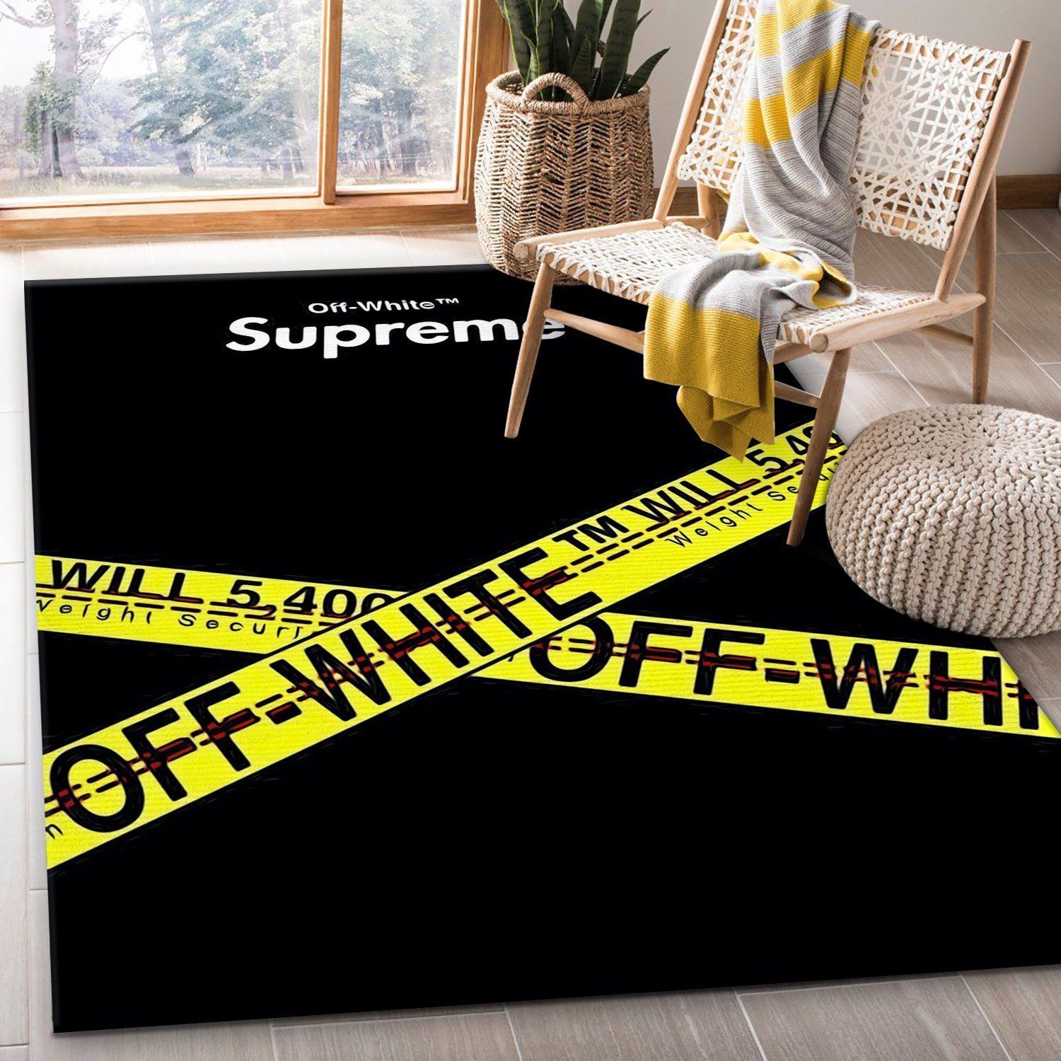 Supreme X Offwhite Rug Living Room Rug Christmas Gift US Decor - Indoor Outdoor Rugs