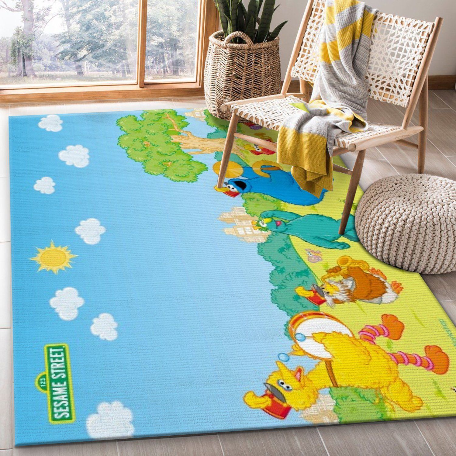 Sesame Street Walk Area Rug For Christmas Bedroom Rug Family Gift US Decor - Indoor Outdoor Rugs