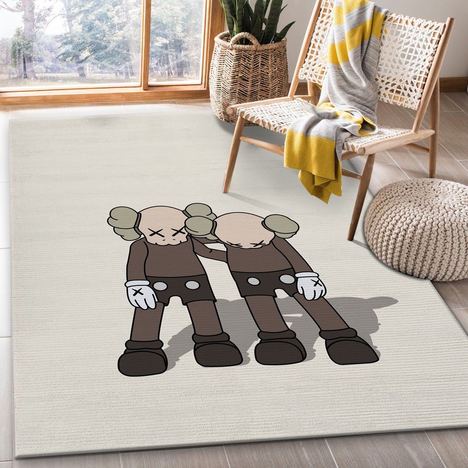 Kaws Along The Way Brown Rug Living Room Rug Home Decor Floor Decor - Indoor Outdoor Rugs