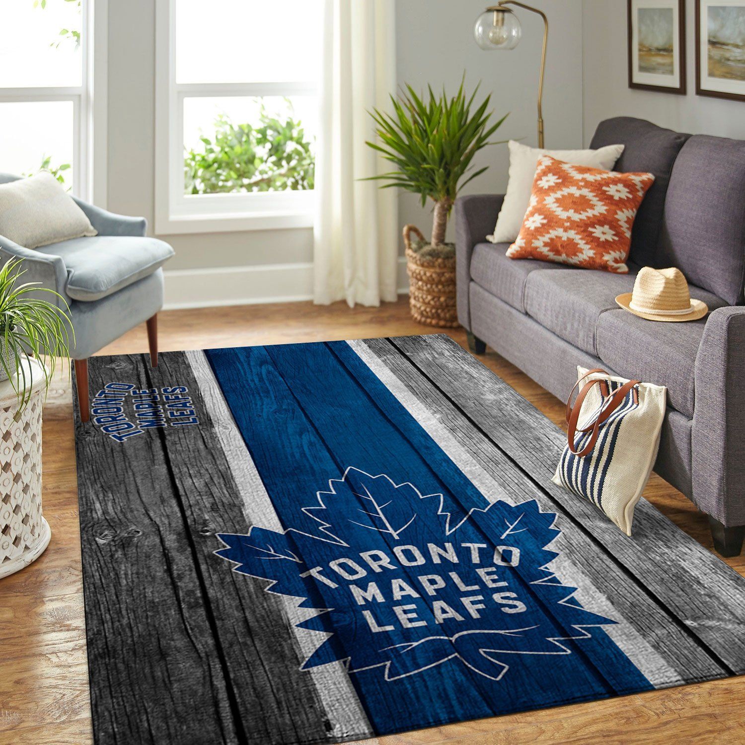 Toronto Maple Leafs Nhl Team Logo Wooden Style Nice Gift Home Decor Rectangle Area Rug - Indoor Outdoor Rugs