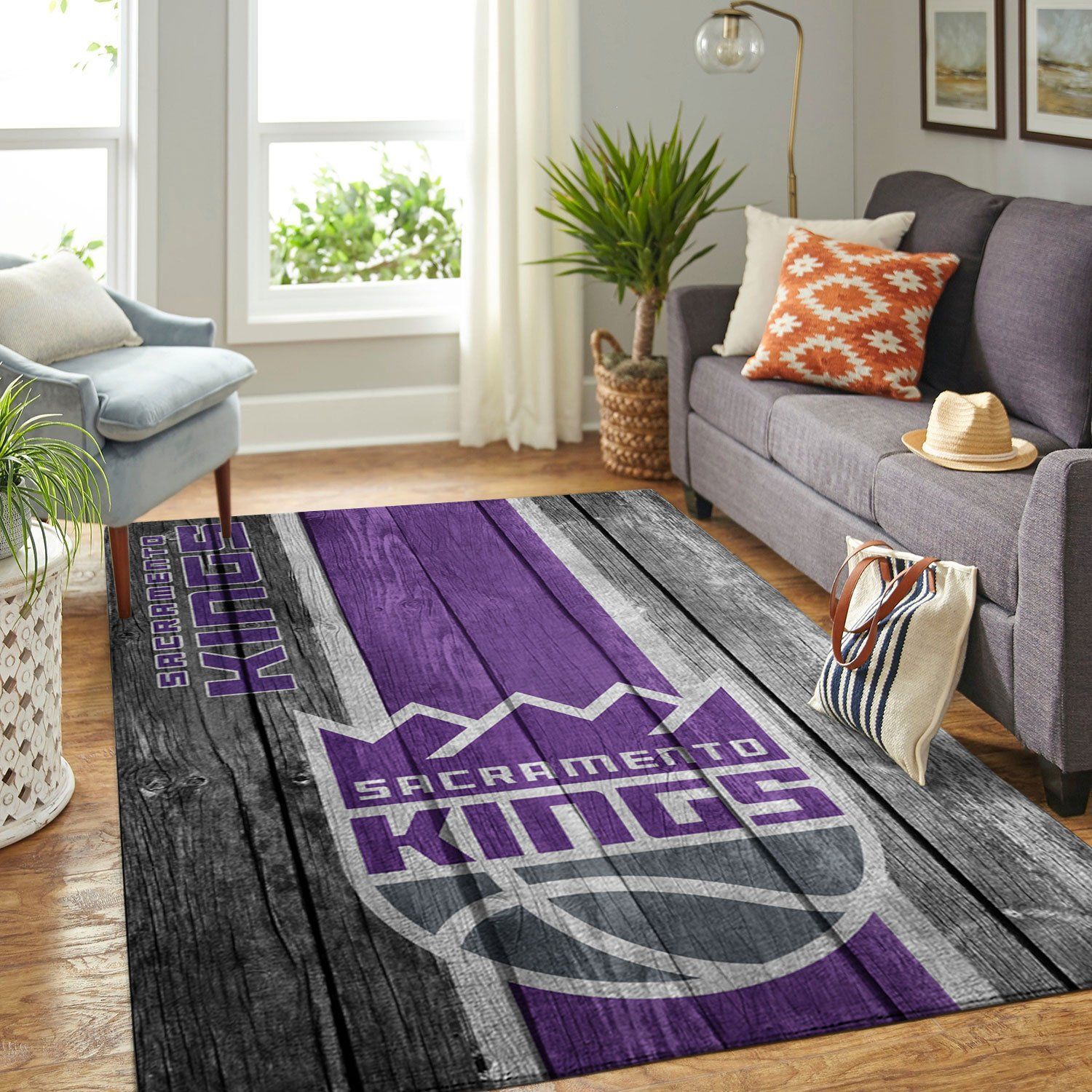 Sacramento Kings Nba Team Logo Wooden Style Nice Gift Home Decor Rectangle Area Rug - Indoor Outdoor Rugs