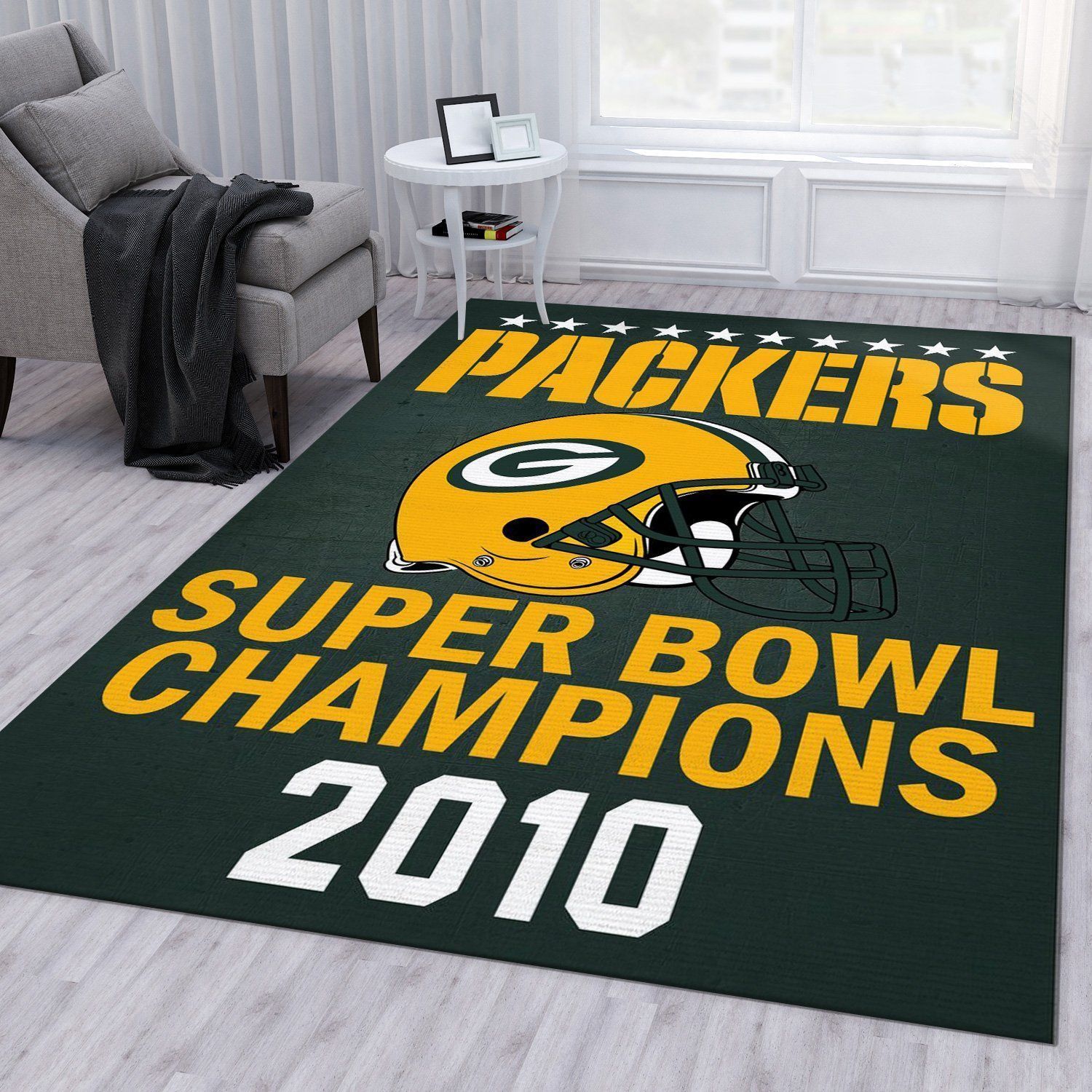 Green Bay Packers 2010 Nfl Football Team Area Rug For Gift Living Room Rug Home Decor Floor Decor - Indoor Outdoor Rugs