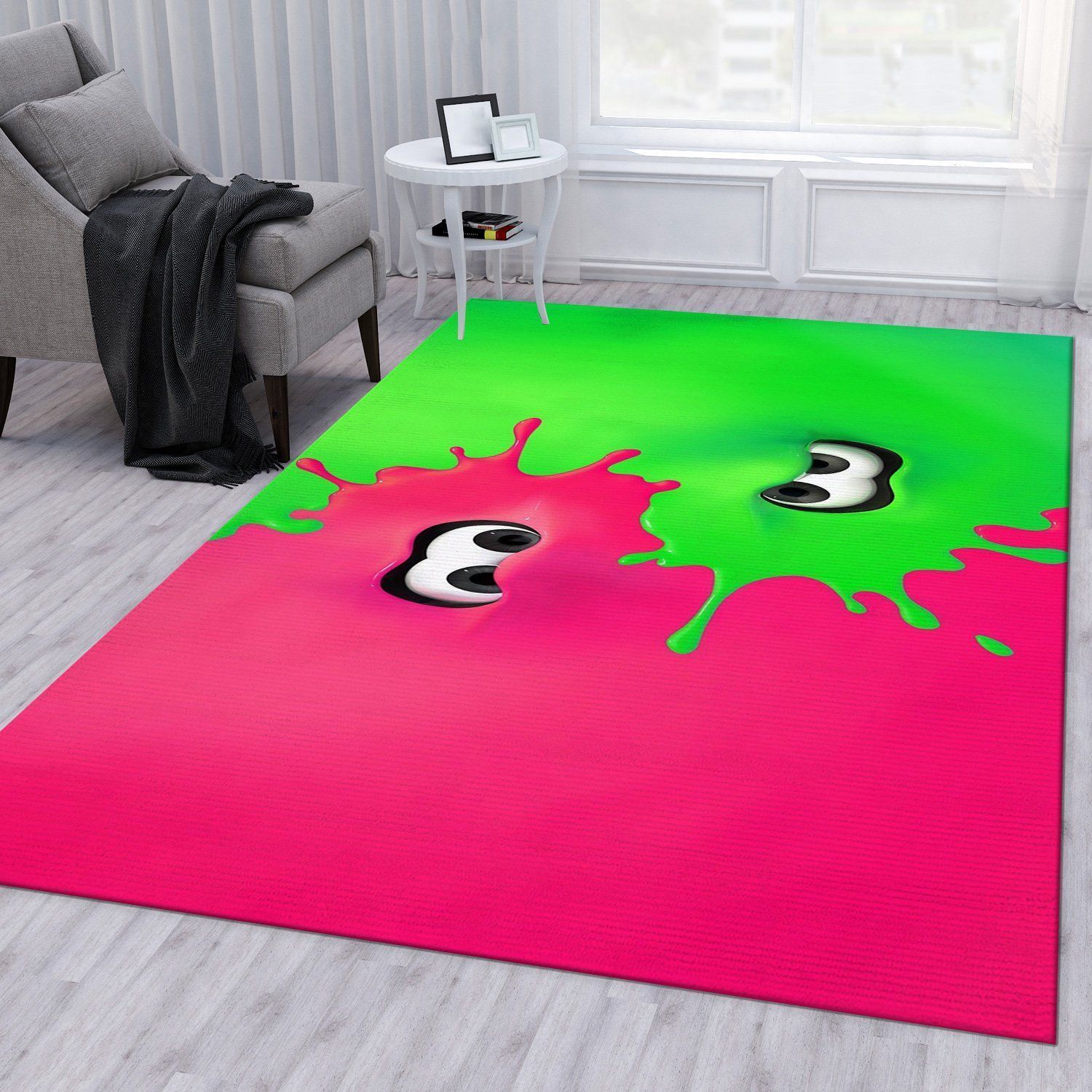 Splatoon 2 Red And Green Video Game Area Rug Living Room Rug US Gift Decor - Indoor Outdoor Rugs