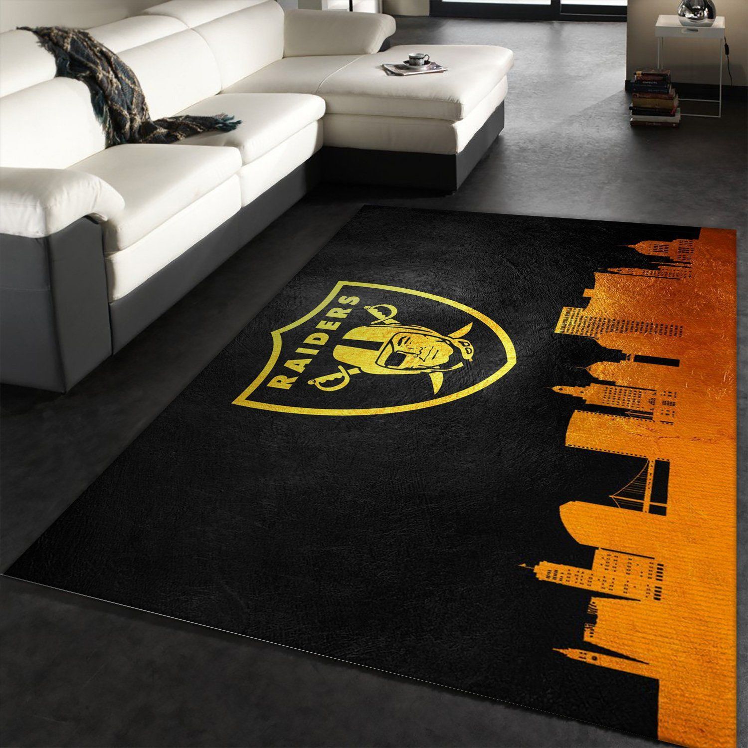 Oakland Raiders Skyline NFL Team Logos Area Rug, Living room and bedroom Rug, Home US Decor - Indoor Outdoor Rugs