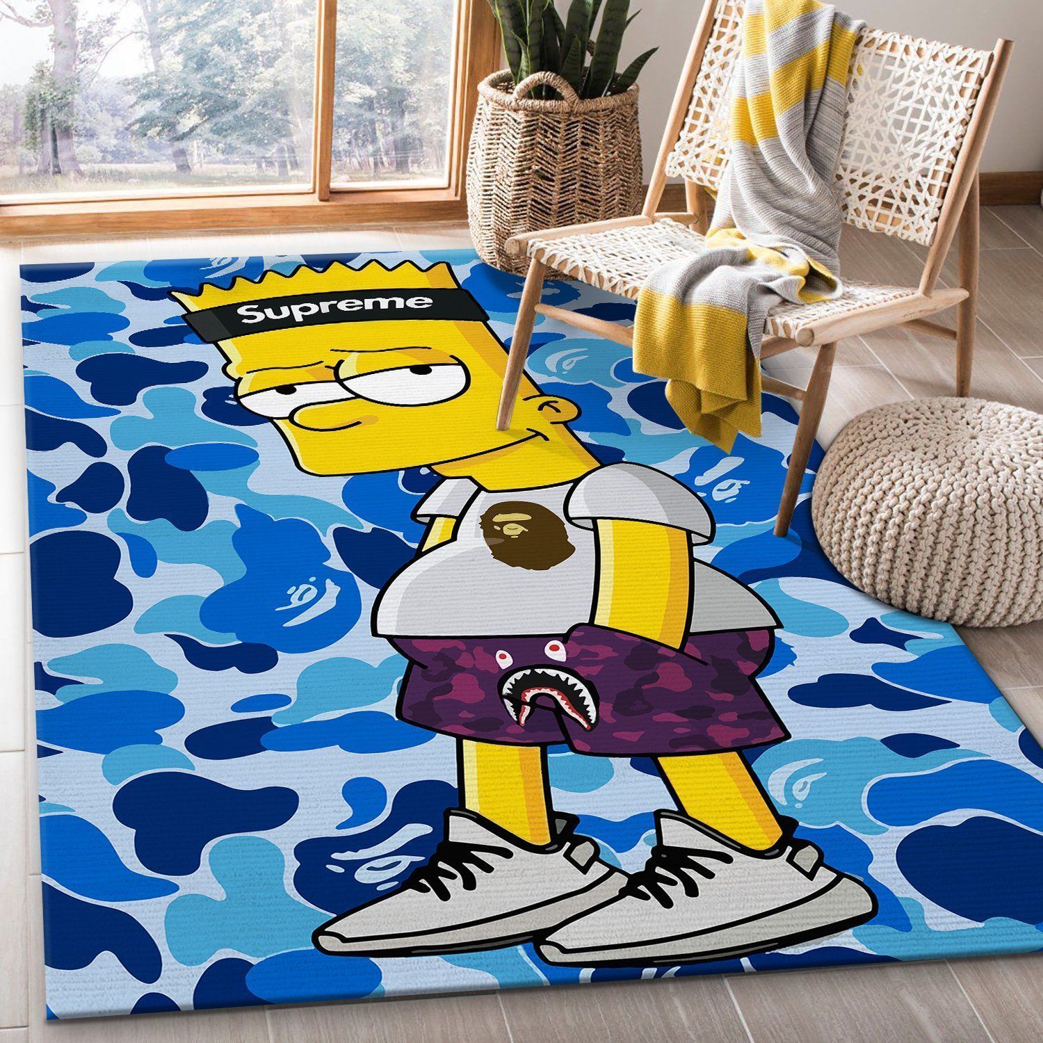 Simpson Bape Supreme Area Rugs Living Room Carpet Christmas Gift Floor Decor The US Decor - Indoor Outdoor Rugs