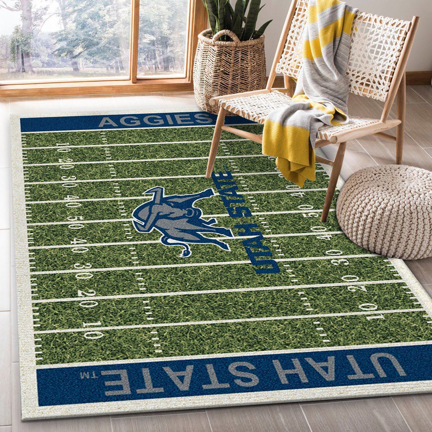 College Utah State NFL Team Logo Area Rug, Living Room Rug, Christmas Gift US Decor - Indoor Outdoor Rugs