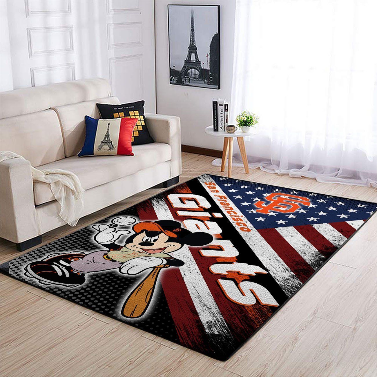 San Francisco Giants Mlb Team Logo Mickey Us Style Nice Gift Home Decor Rectangle Area Rug - Indoor Outdoor Rugs