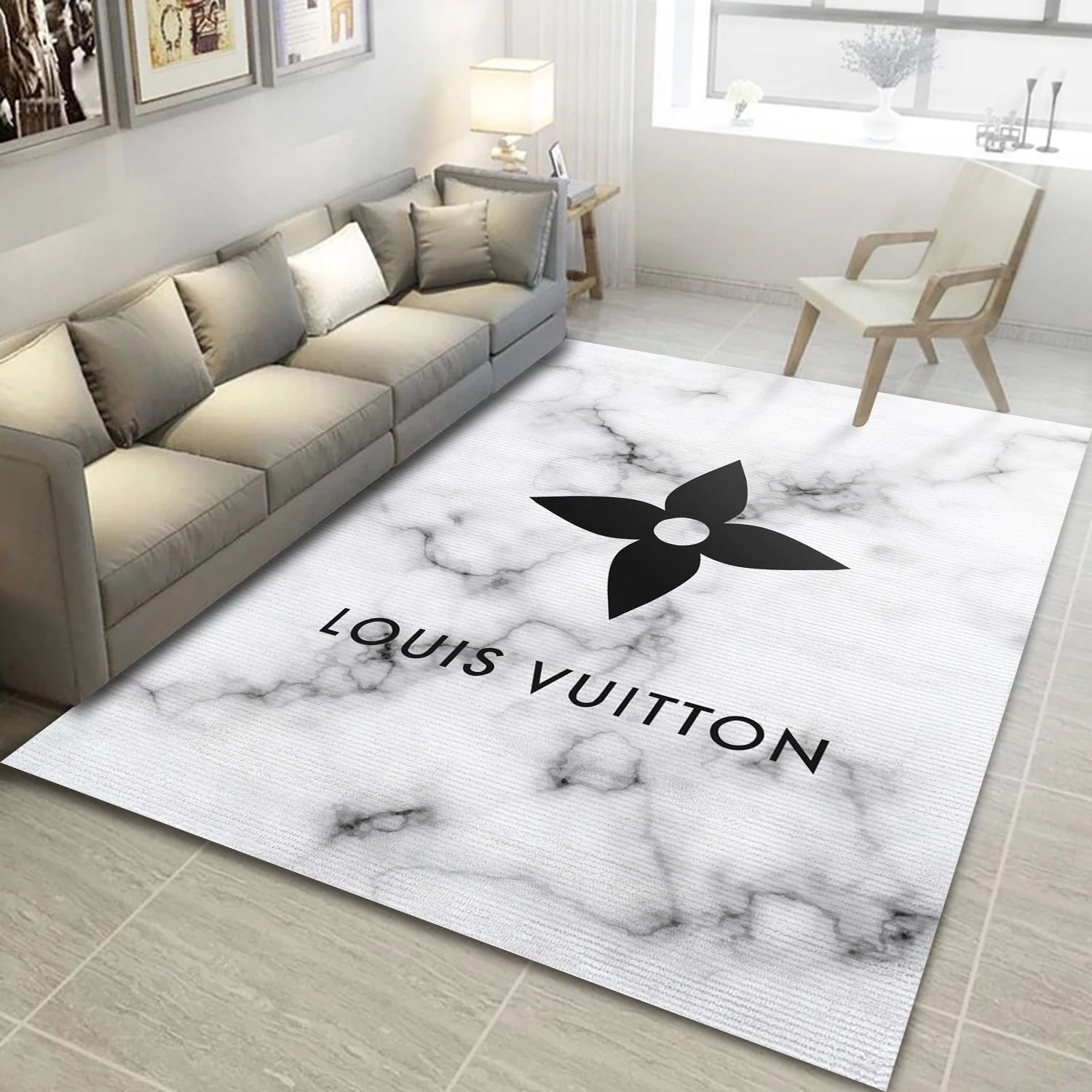 Louis Vuitton Fashion Brand Rectangle Rug, Bedroom Rug - US Decor - Indoor Outdoor Rugs