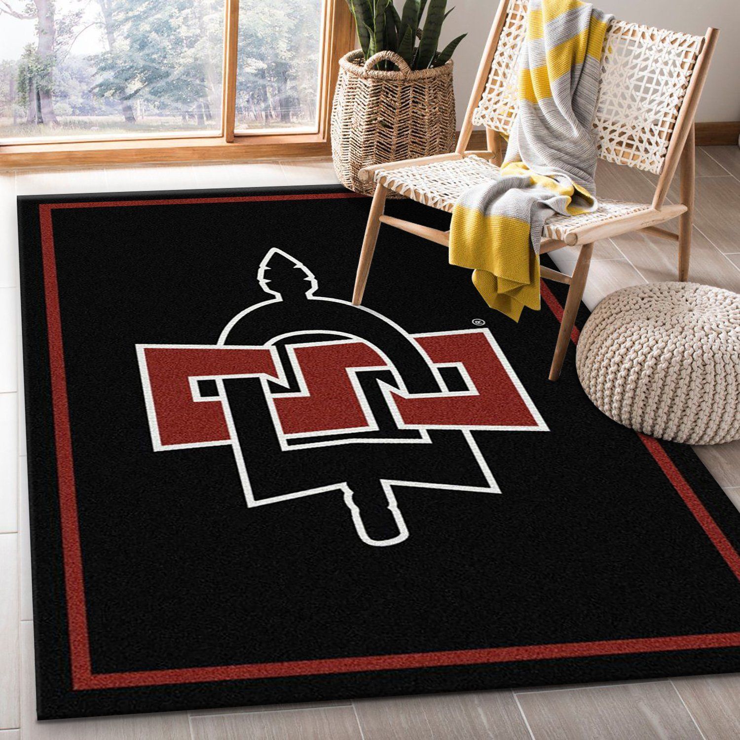 College Spirit San Diego State Sport Area Rug For Christmas Team Logo Family Gift US Decor - Indoor Outdoor Rugs