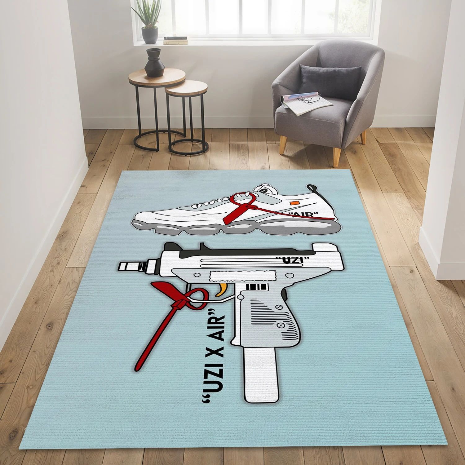 Guns And Sneakers , Living Room Rug - Home US Decor - Indoor Outdoor Rugs