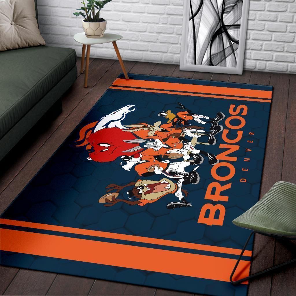 Looney Tunes Broncos Team Rug Area Football Carpet Fan - Indoor Outdoor Rugs