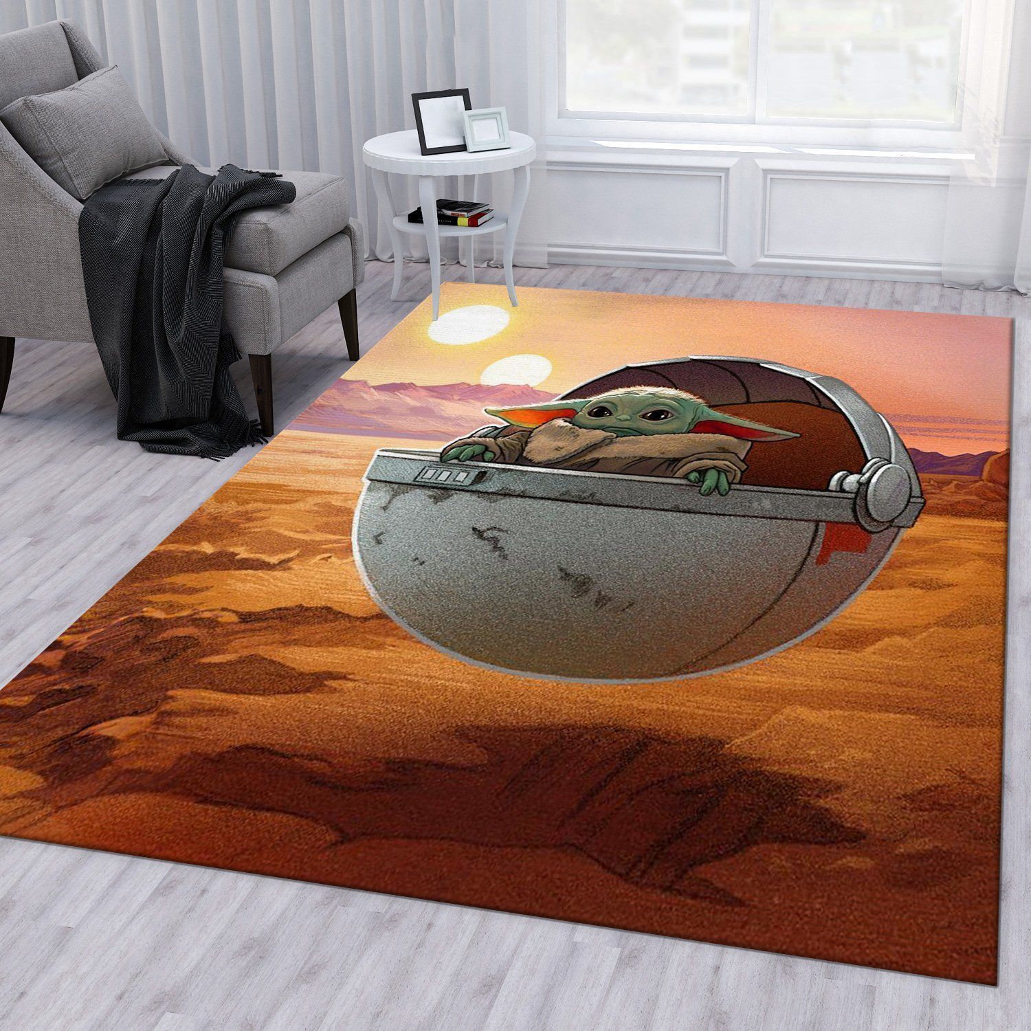 Mandalorian Baby Yoda Ver59 Area Rug Living Room Rug Home Decor Floor Decor - Indoor Outdoor Rugs