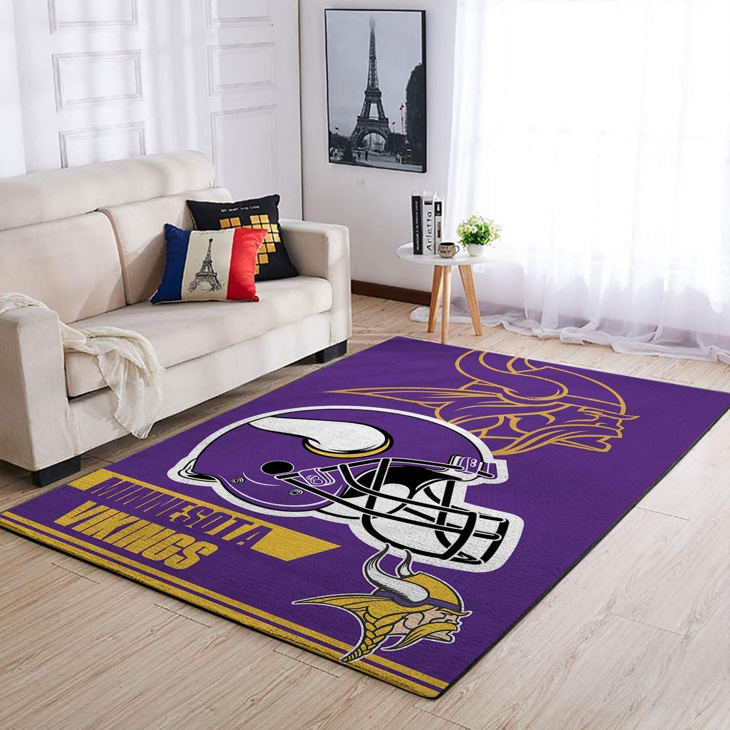 Minnesota Vikings Nfl Team Logo Helmet Nice Gift Home Decor Rectangle Area Rug - Indoor Outdoor Rugs