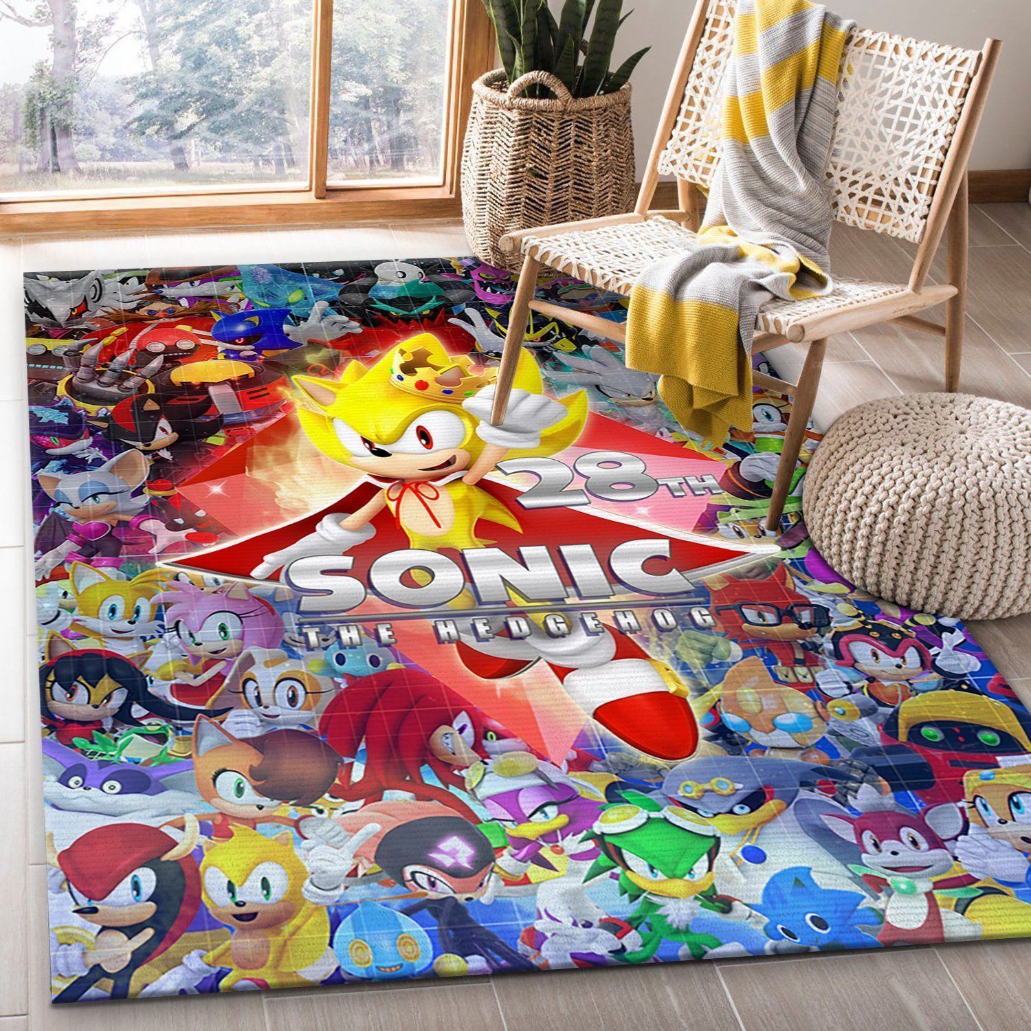 Sonic 28th Birthday Poster Area Rug For Christmas, Kitchen Rug, Home Decor - Indoor Outdoor Rugs