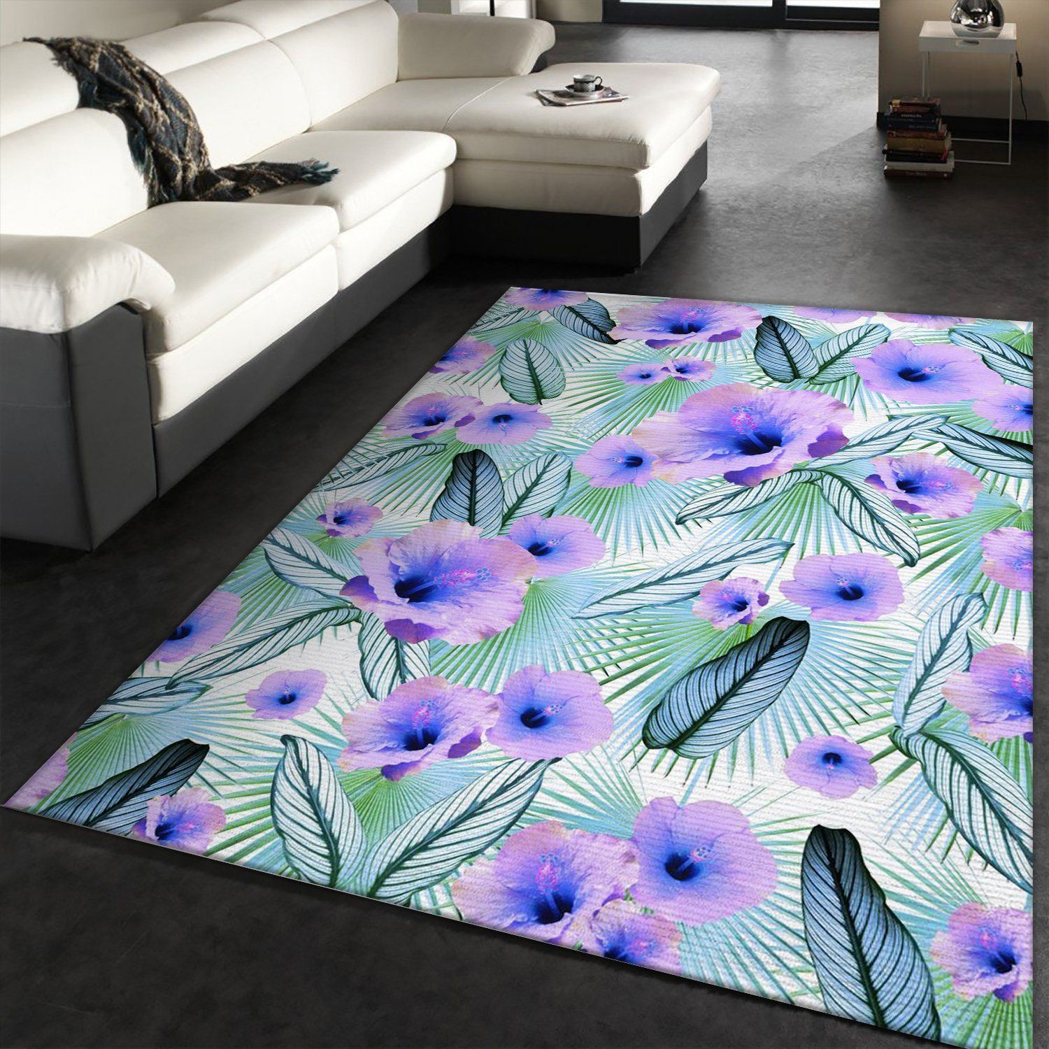 Hibiscus Calathea Palm 1 Area Rug, Living Room Rug, Family Gift US Decor - Indoor Outdoor Rugs