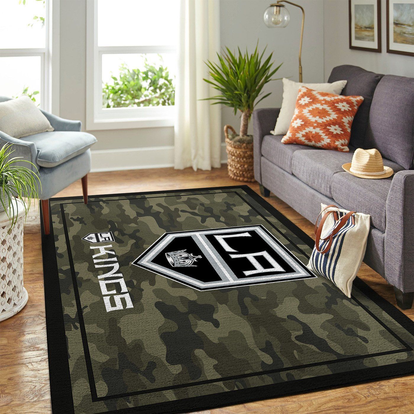 Los Angeles Kings Nhl Team Logo Camo Style Nice Gift Home Decor Area Rug Rugs For Living Room - Indoor Outdoor Rugs