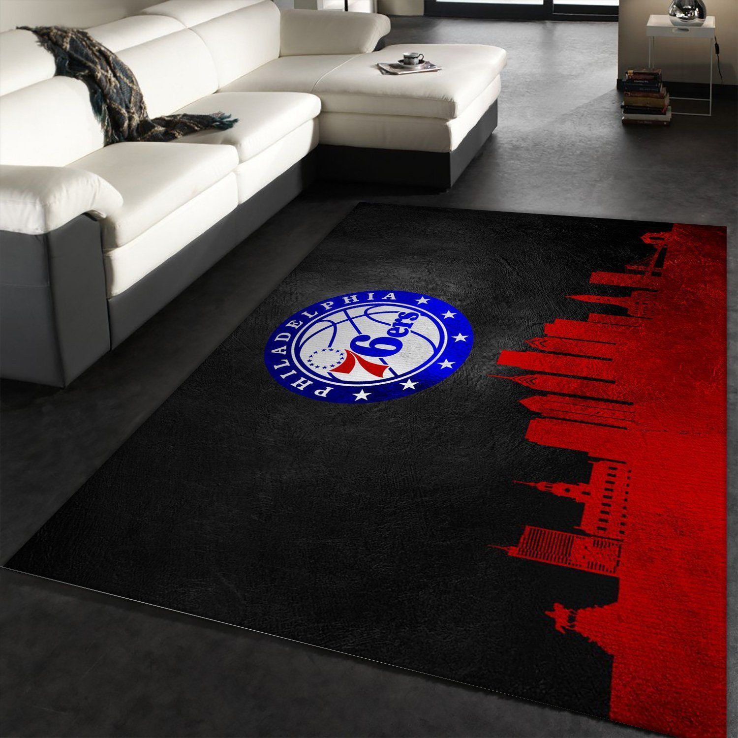 Philadelphia 76ers Skyline Area Rug Carpet, Kitchen Rug, Home Decor Floor Decor - Indoor Outdoor Rugs