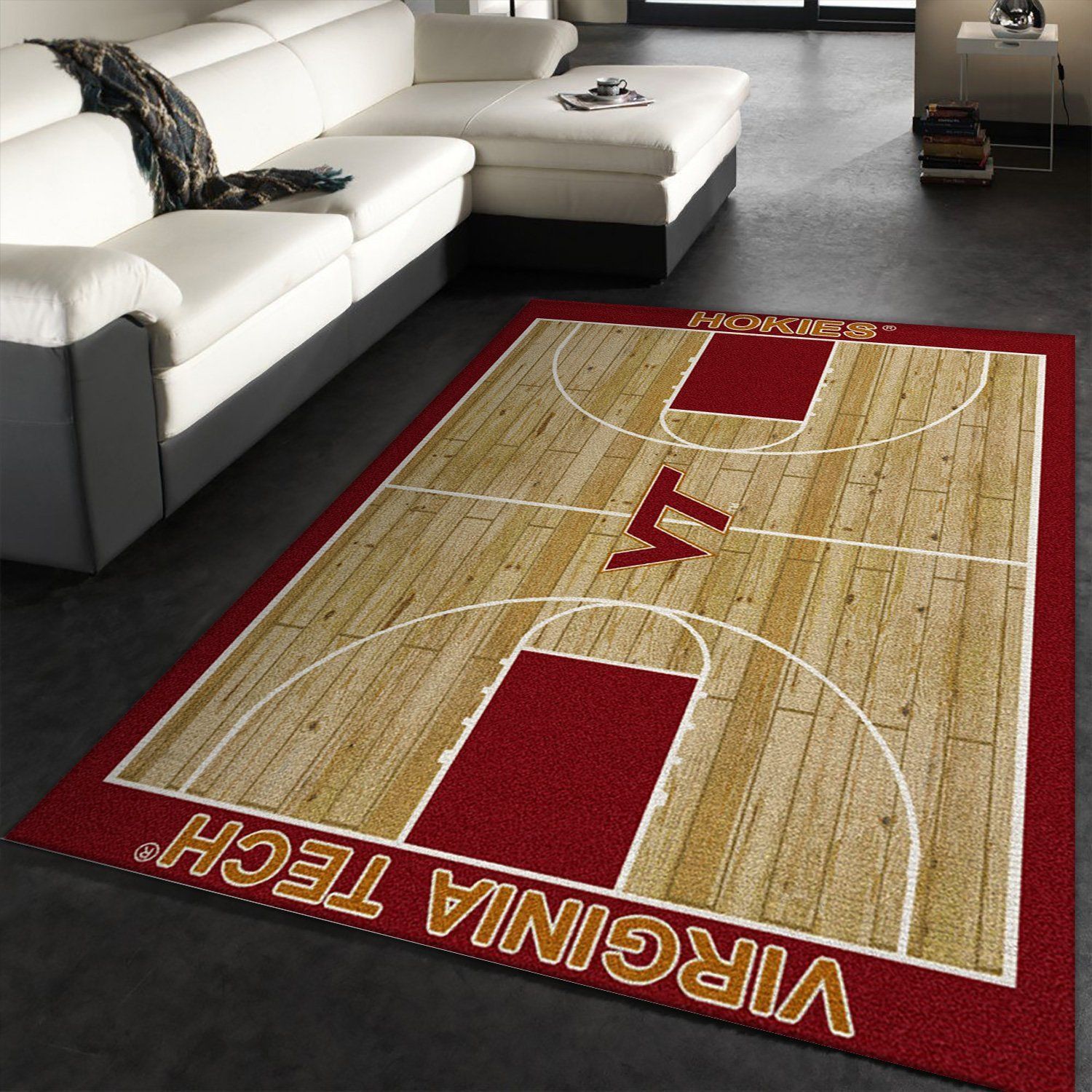 College Home Court Virginia Tech Basketball Team Logo Area Rug, Living Room Rug, Christmas Gift US Decor - Indoor Outdoor Rugs