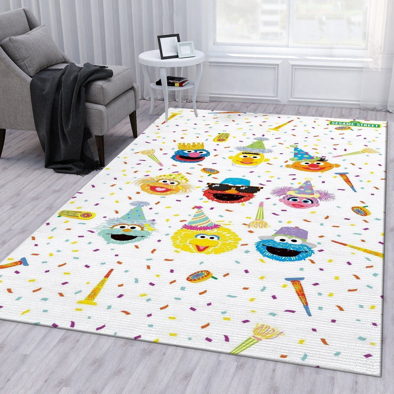 Sesame Street Birthday Area Rug Bedroom Rug Home Decor Floor Decor - Indoor Outdoor Rugs