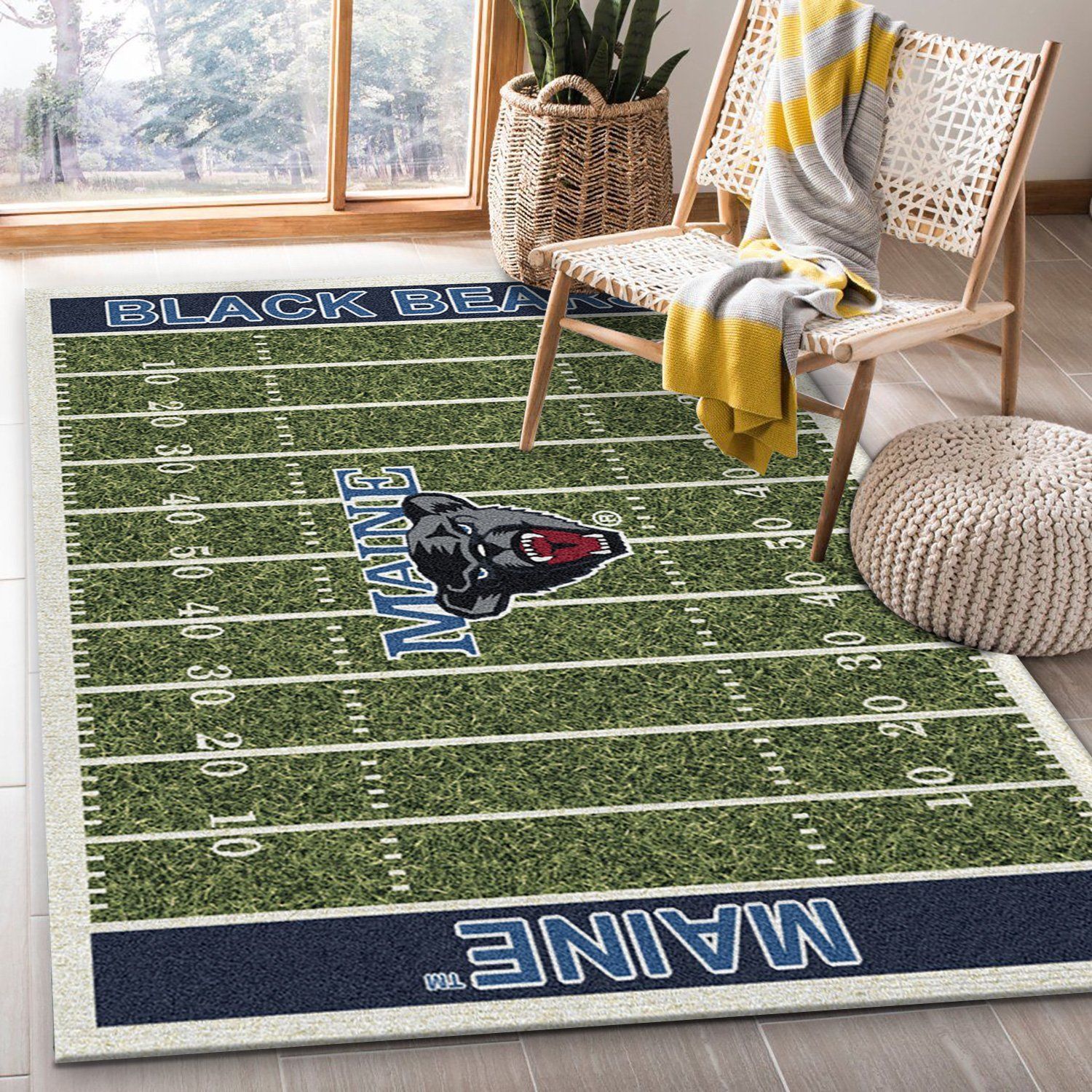 College Maine NFL Team Logo Area Rug, Bedroom Rug, Family Gift US Decor - Indoor Outdoor Rugs