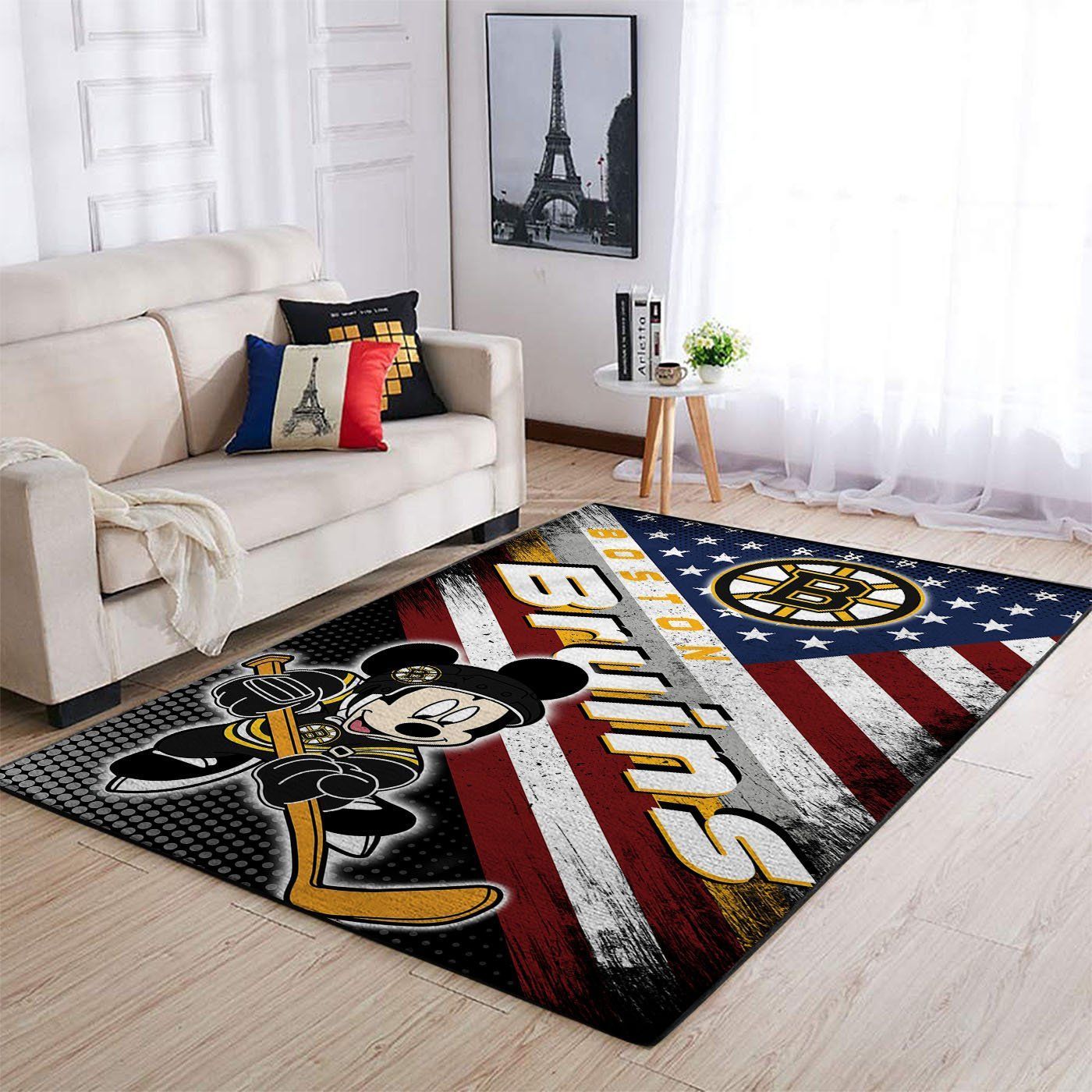 Boston Bruins Nhl Team Logo Mickey Us Style Nice Gift Home Decor Rectangle Area Rug - Indoor Outdoor Rugs