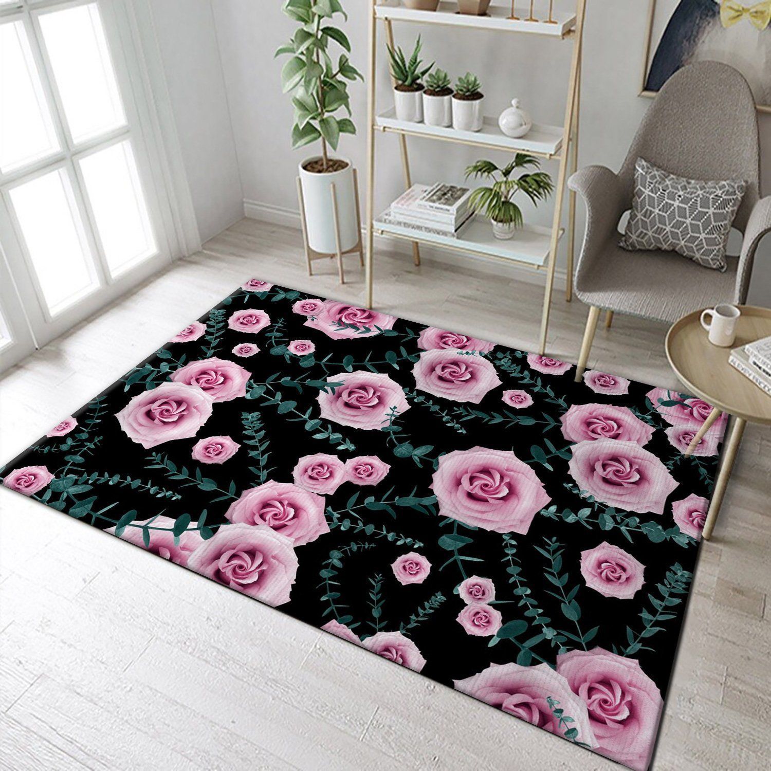 Night Rose Eucalyptus 1 Area Rug For Christmas, Bedroom, Home Decor Floor Decor - Indoor Outdoor Rugs