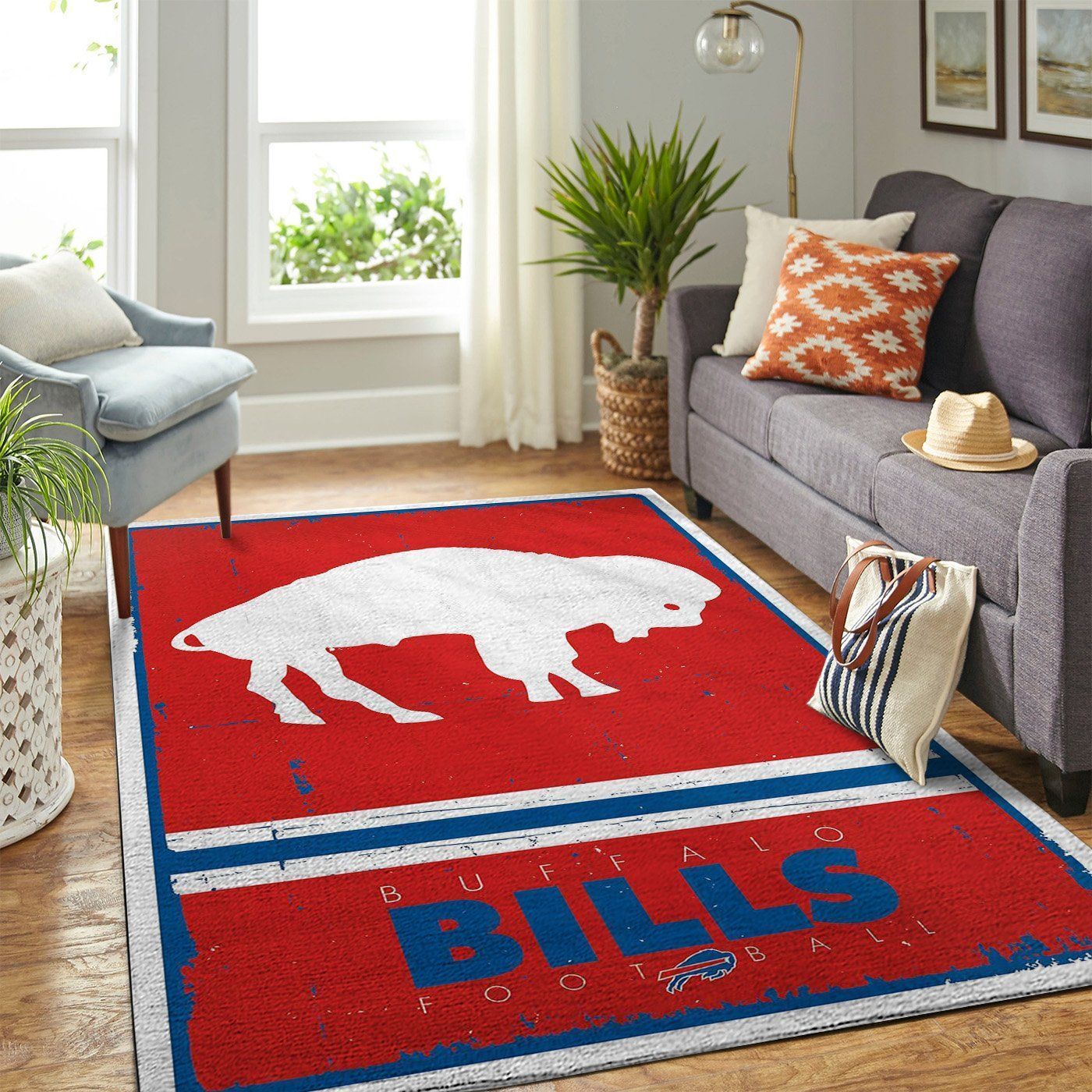 Buffalo Bills Nfl Team Logo Retro Style Nice Gift Home Decor Rectangle Area Rug - Indoor Outdoor Rugs