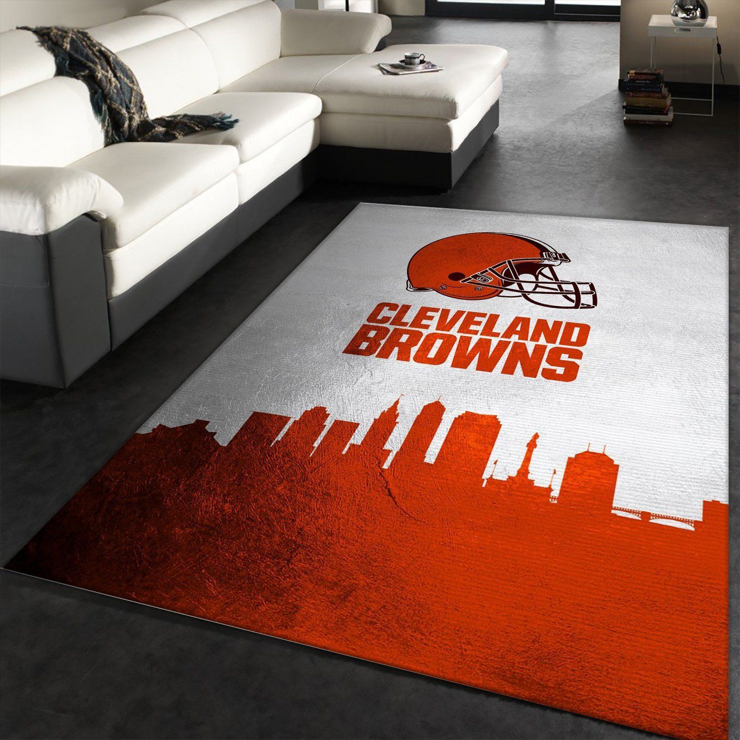 Cleveland Browns Skyline NFL Area Rug Carpet, Bedroom, US Gift Decor - Indoor Outdoor Rugs