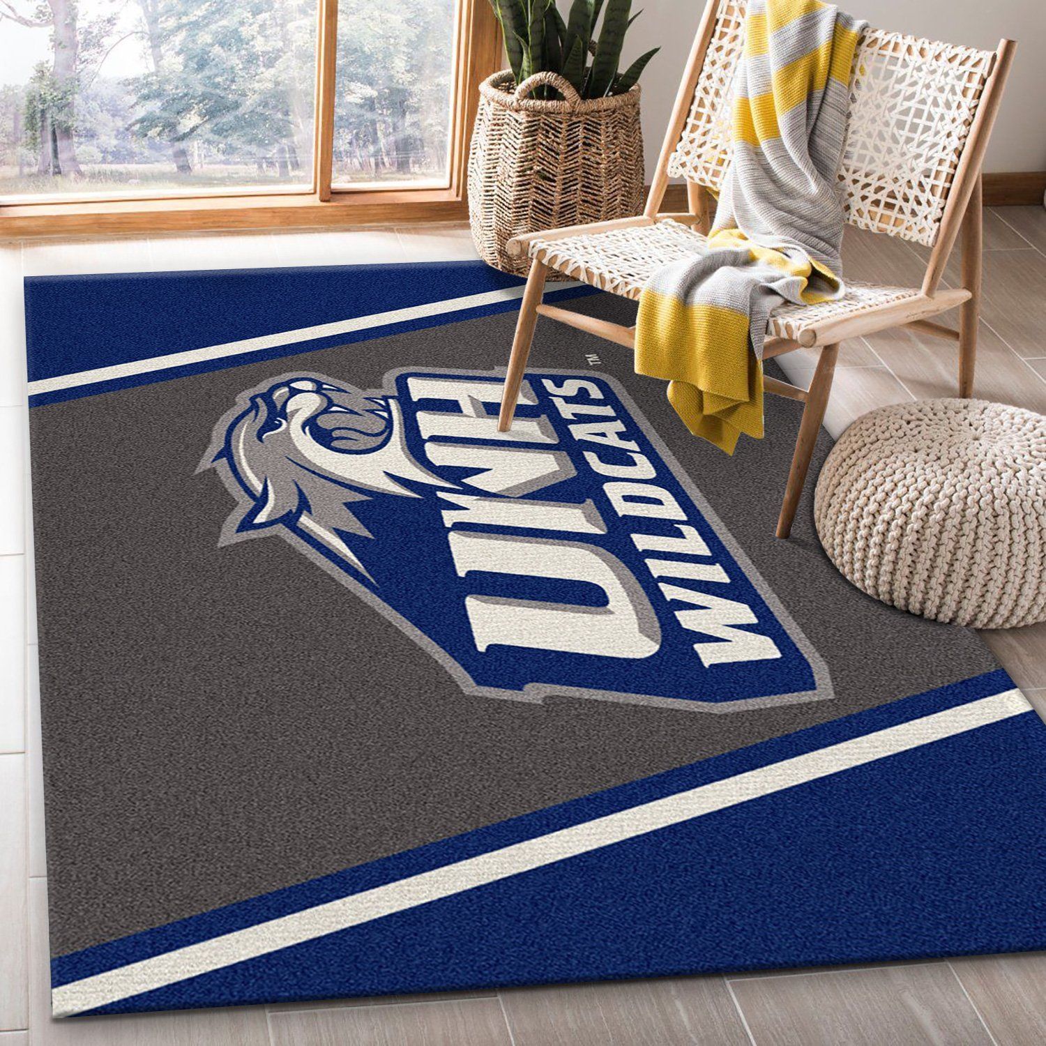 College Spirit New Hampshire Sport Area Rug Team Logo Family Gift US Decor - Indoor Outdoor Rugs