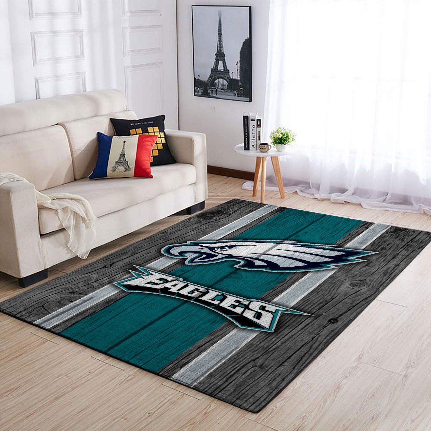 Philadelphia Eagles Nfl Team Logo Wooden Style Style Nice Gift Home Decor Rectangle Area Rug - Indoor Outdoor Rugs