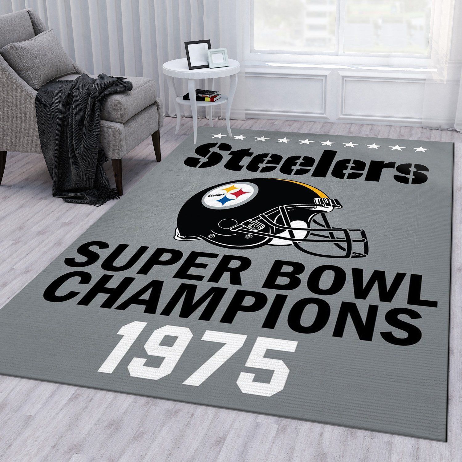 Pittsburgh Steelers 1975 Nfl Football Team Area Rug For Gift Living Room Rug Home Decor Floor Decor - Indoor Outdoor Rugs