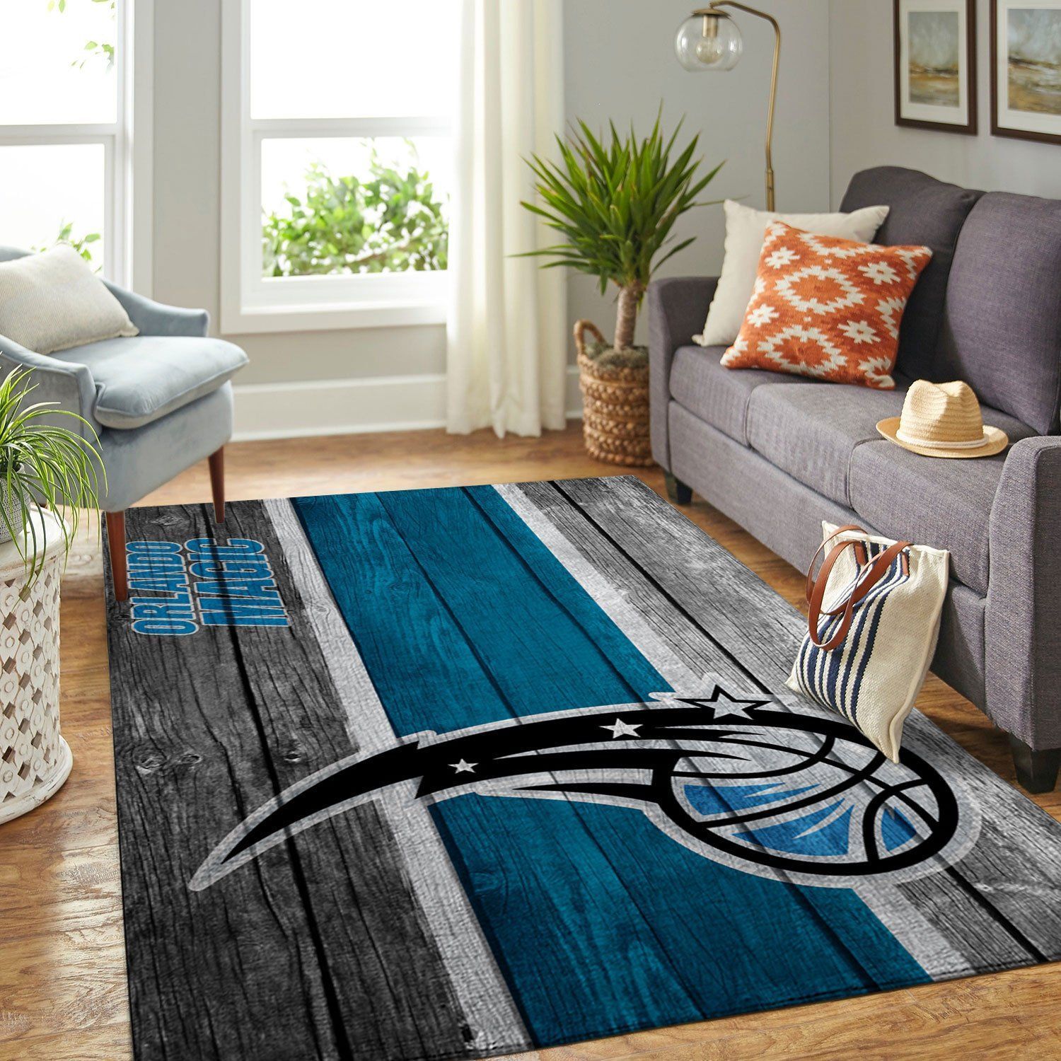 Orlando Magic Nba Team Logo Wooden Style Nice Gift Home Decor Rectangle Area Rug - Indoor Outdoor Rugs