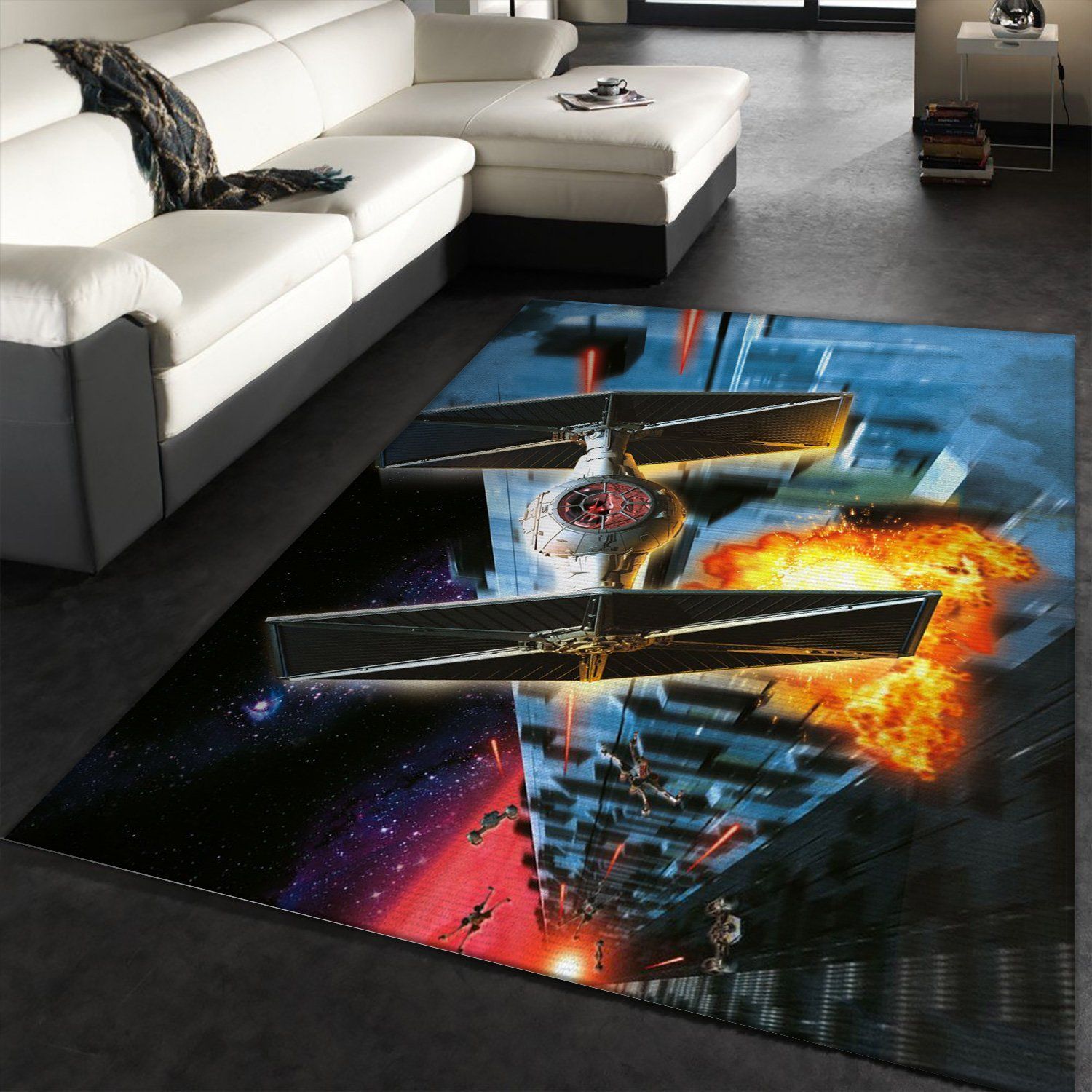 Tie Fighter Star War Battle Zone Area Rug, Bedroom Rug, US Gift Decor - Indoor Outdoor Rugs