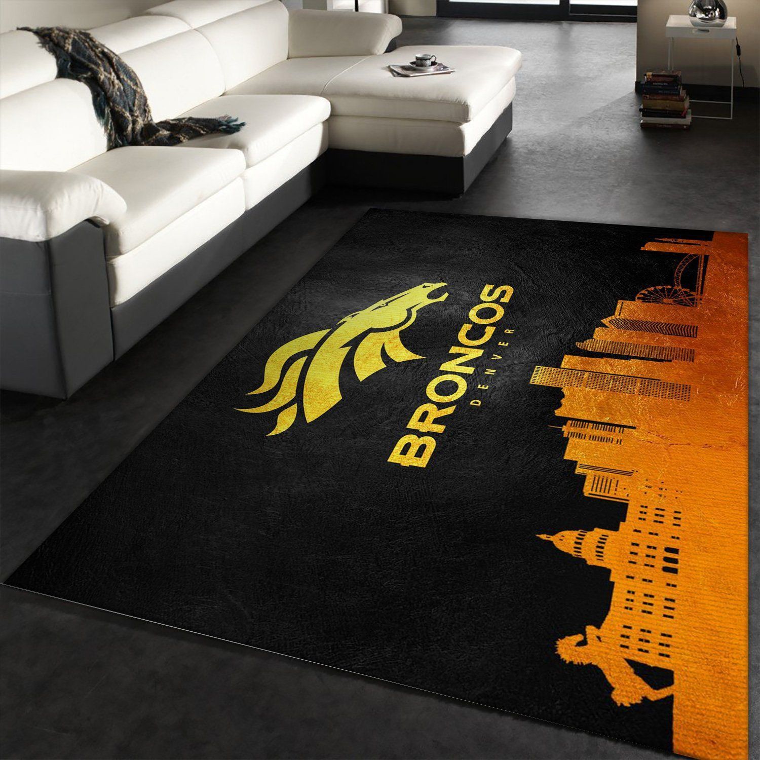 Denver Broncos Skyline NFL Team Logos Area Rug, Living room and bedroom Rug, Christmas Gift US Decor - Indoor Outdoor Rugs