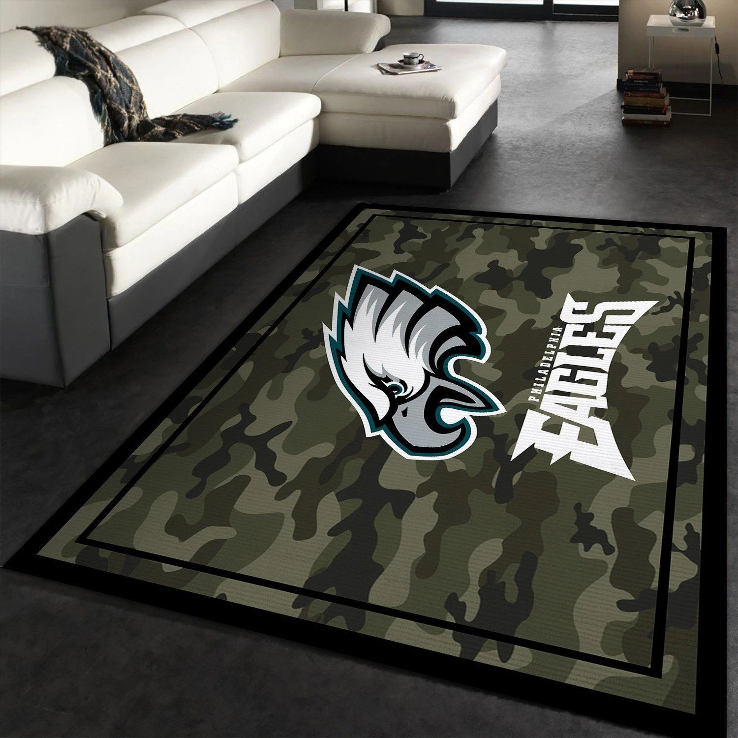 Philadelphia Eagles NFL Team Logo Camo Style Nice Gift Home Decor Area Rug Rugs For Living Room - Indoor Outdoor Rugs