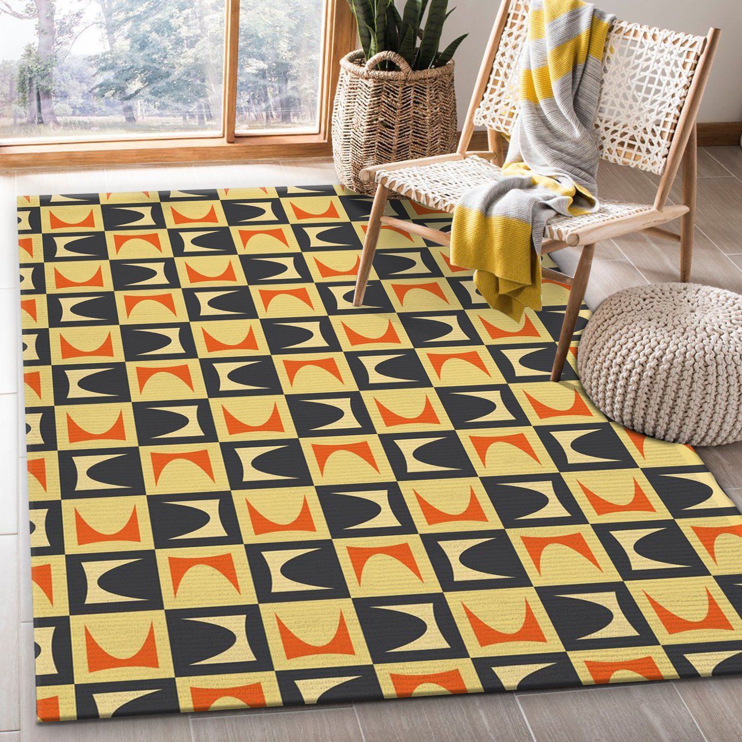 Midcentury Pattern 38 Area Rug Carpet, Bedroom, Family Gift US Decor - Indoor Outdoor Rugs