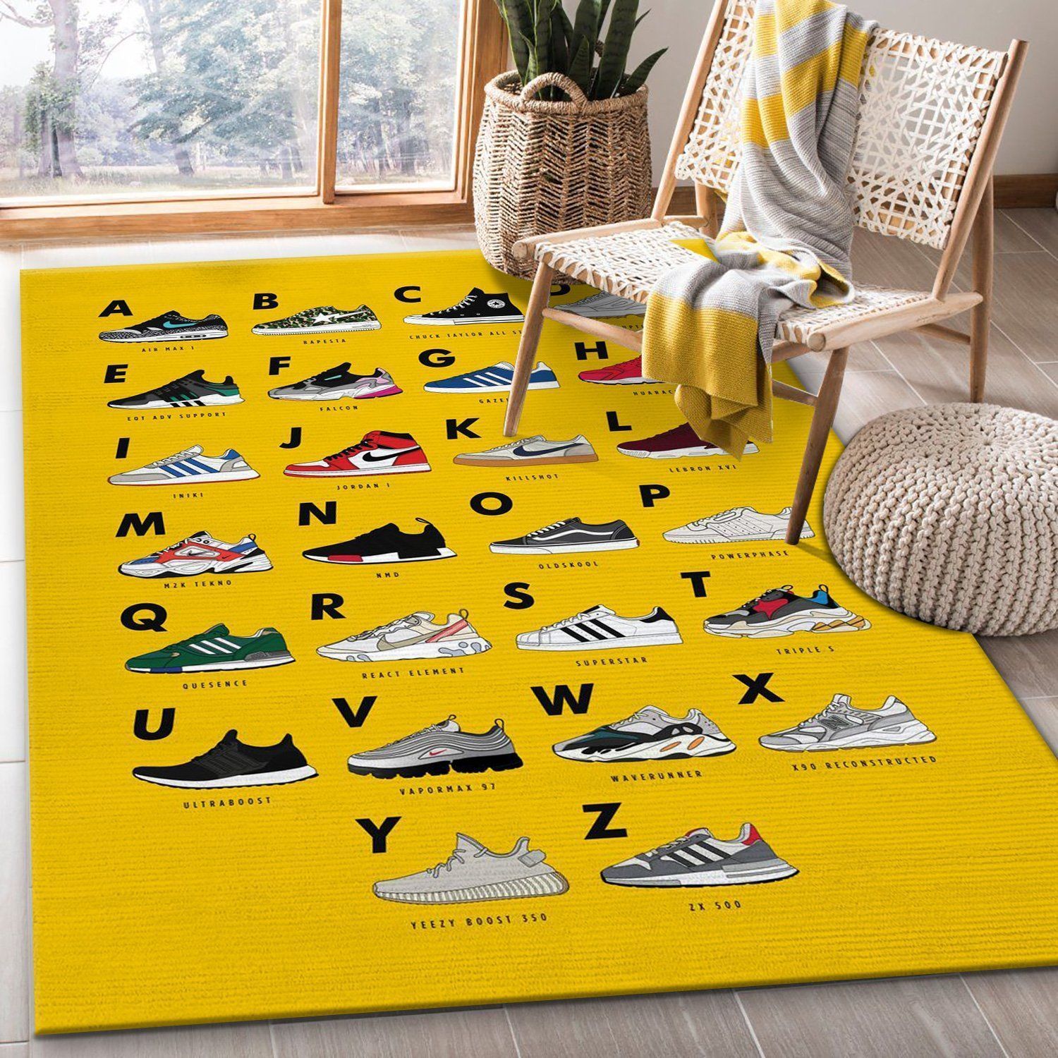 Sneakers Alphabet Area Rug Living Room Rug Home US Decor - Indoor Outdoor Rugs