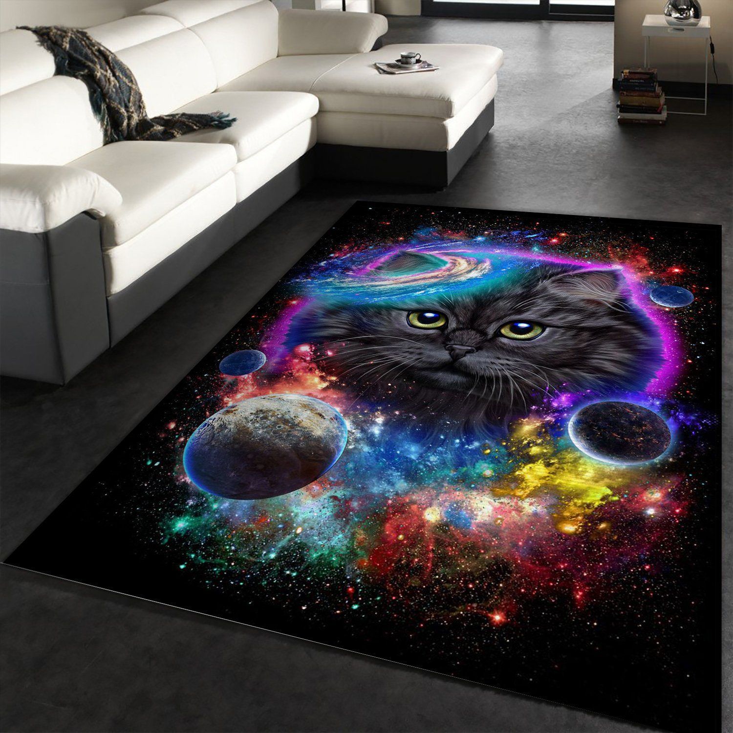 Cat In Galaxy Space Cosmos Area Rug For Christmas Bedroom Home US Decor - Indoor Outdoor Rugs