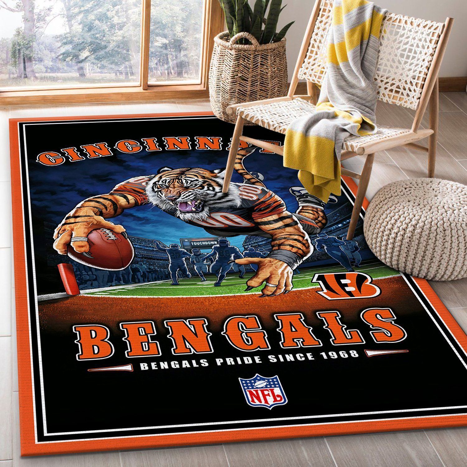 Cincinnati Bengals NCAA Team Logo Area Rugs Living Room Carpet Floor Decor The US Decor - Indoor Outdoor Rugs