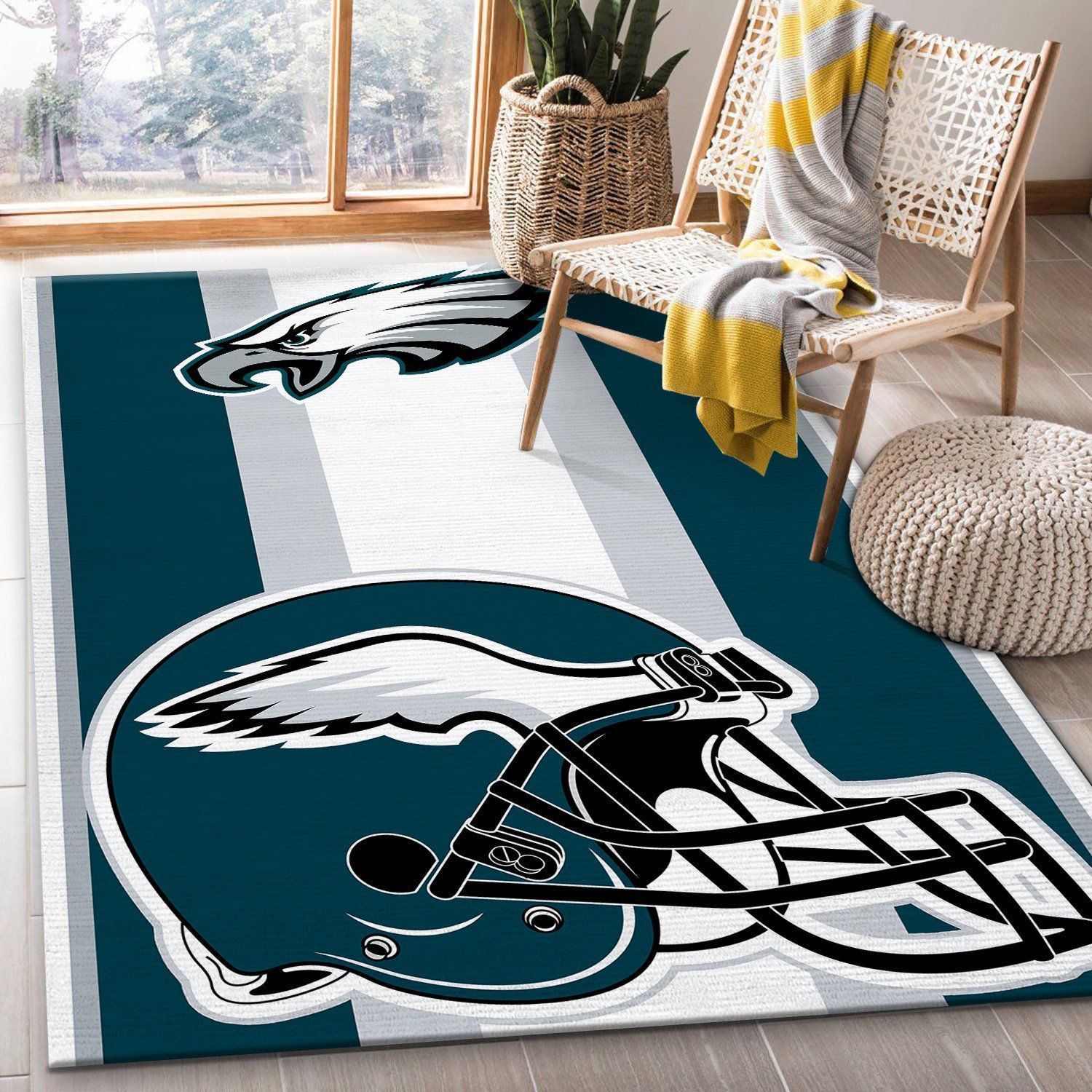 Philadelphia Eagles NFL Team Logo Helmet Nice Gift Home Decor Rectangle Area Rug RER1N4 - Indoor Outdoor Rugs