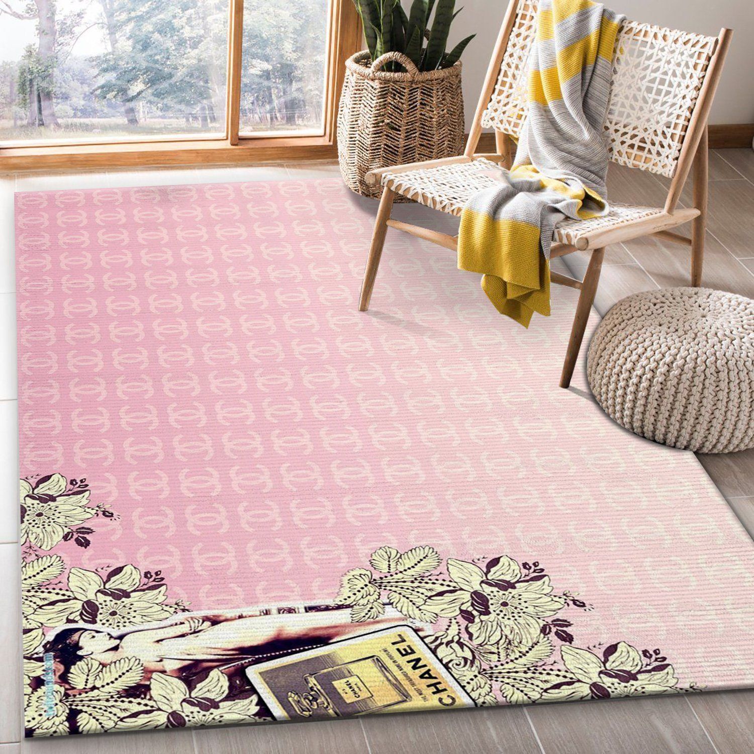 Chanel Area Rug Bedroom Rug Home Decor Floor Decor - Indoor Outdoor Rugs