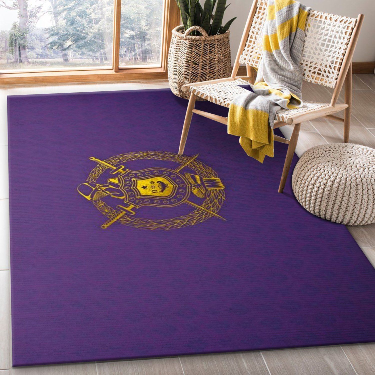 Omega Psi Phi Logo Gold Area Rug Living Room Rug US Gift Decor - Indoor Outdoor Rugs