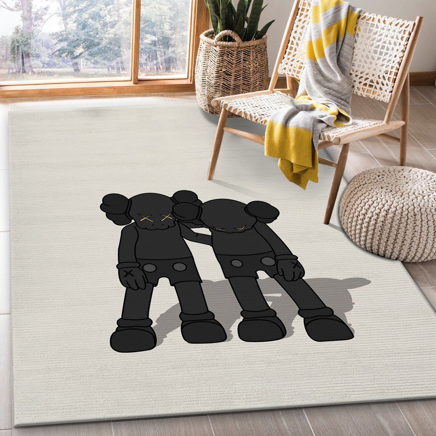 Kaws Along The Way Black Area Rug Bedroom Rug Christmas Gift US Decor - Indoor Outdoor Rugs